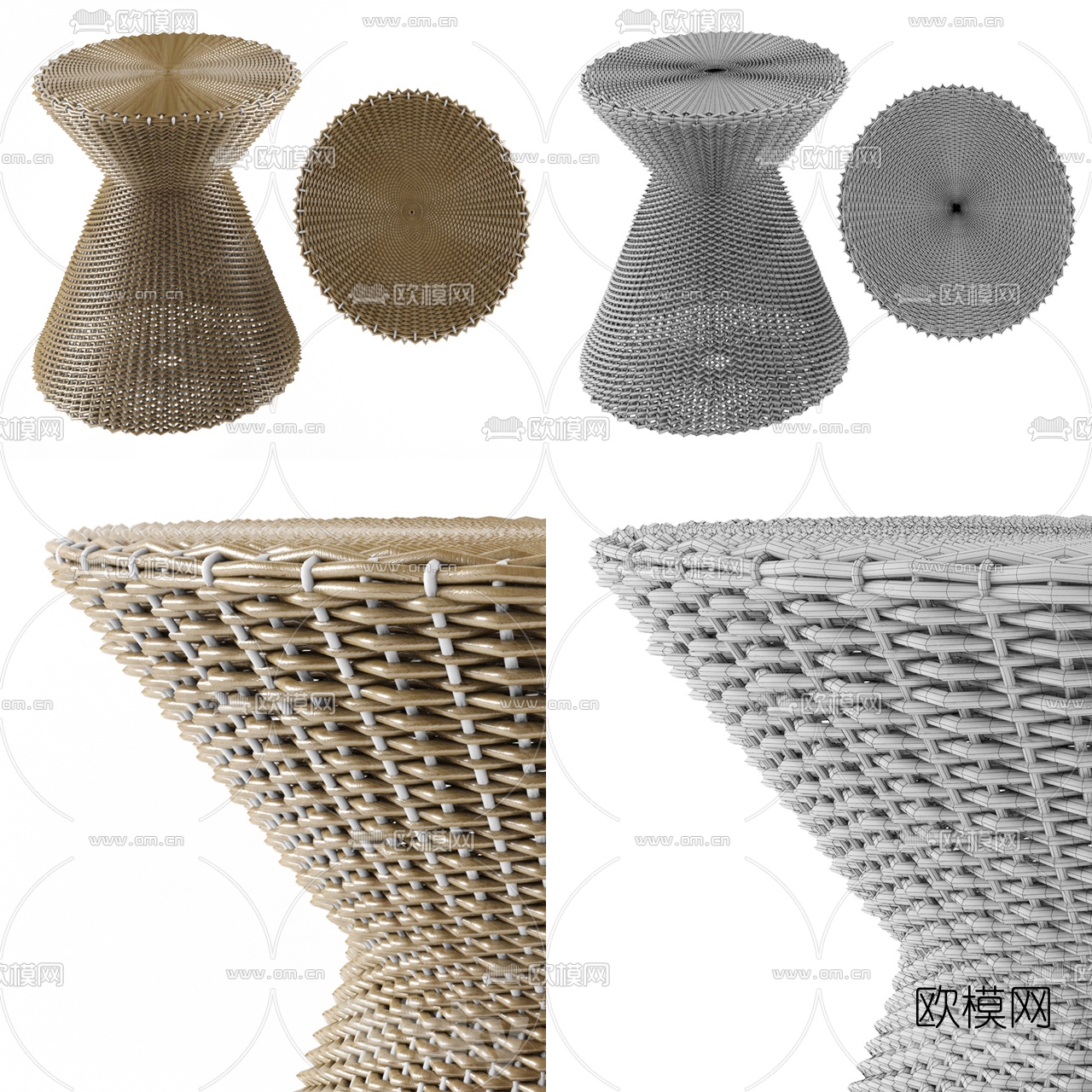 东南亚编织凳子3d模型下载