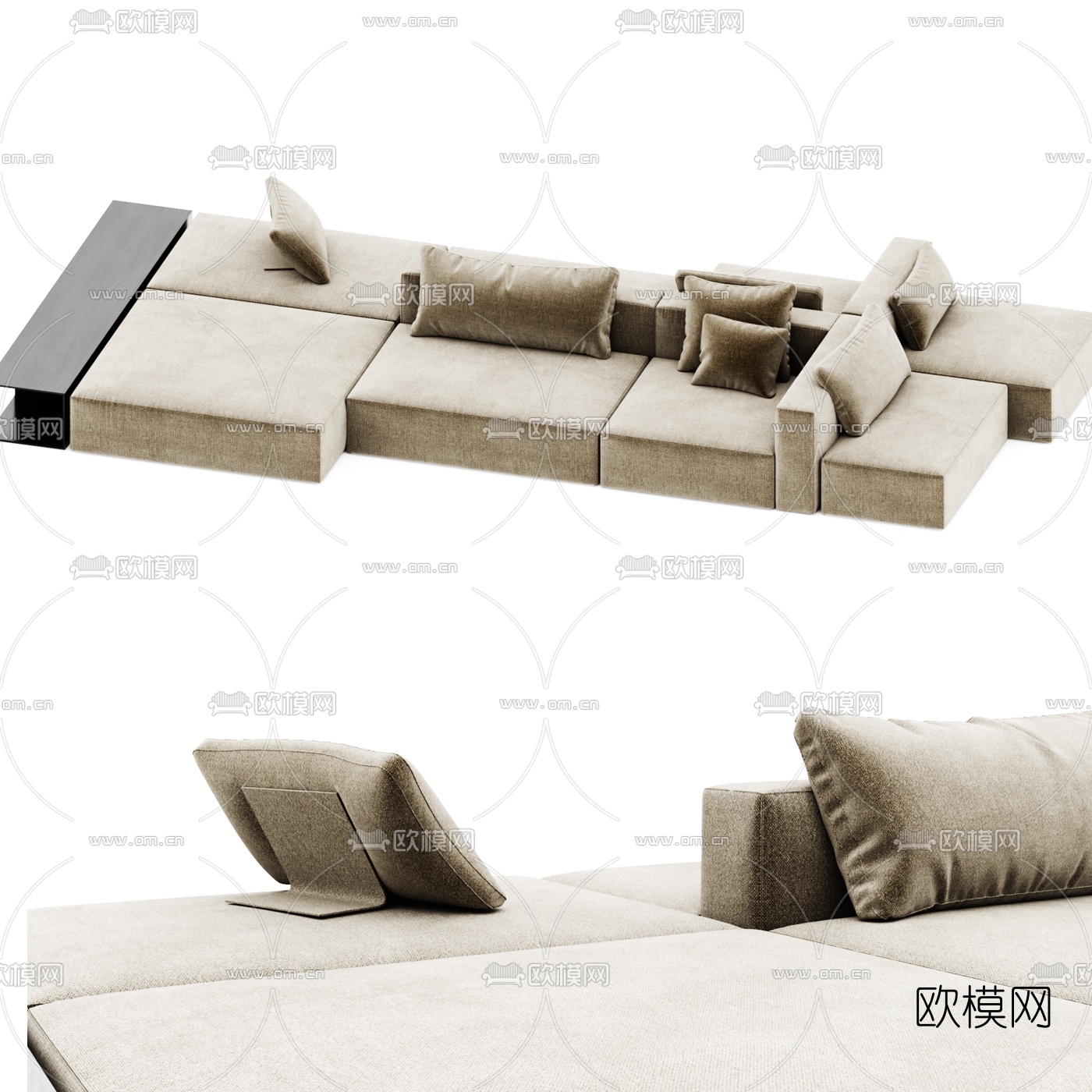 现代布艺办公沙发3d模型