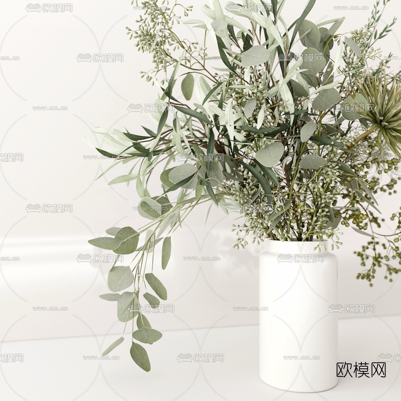 现代花瓶花卉3d模型下载（渲染图3）