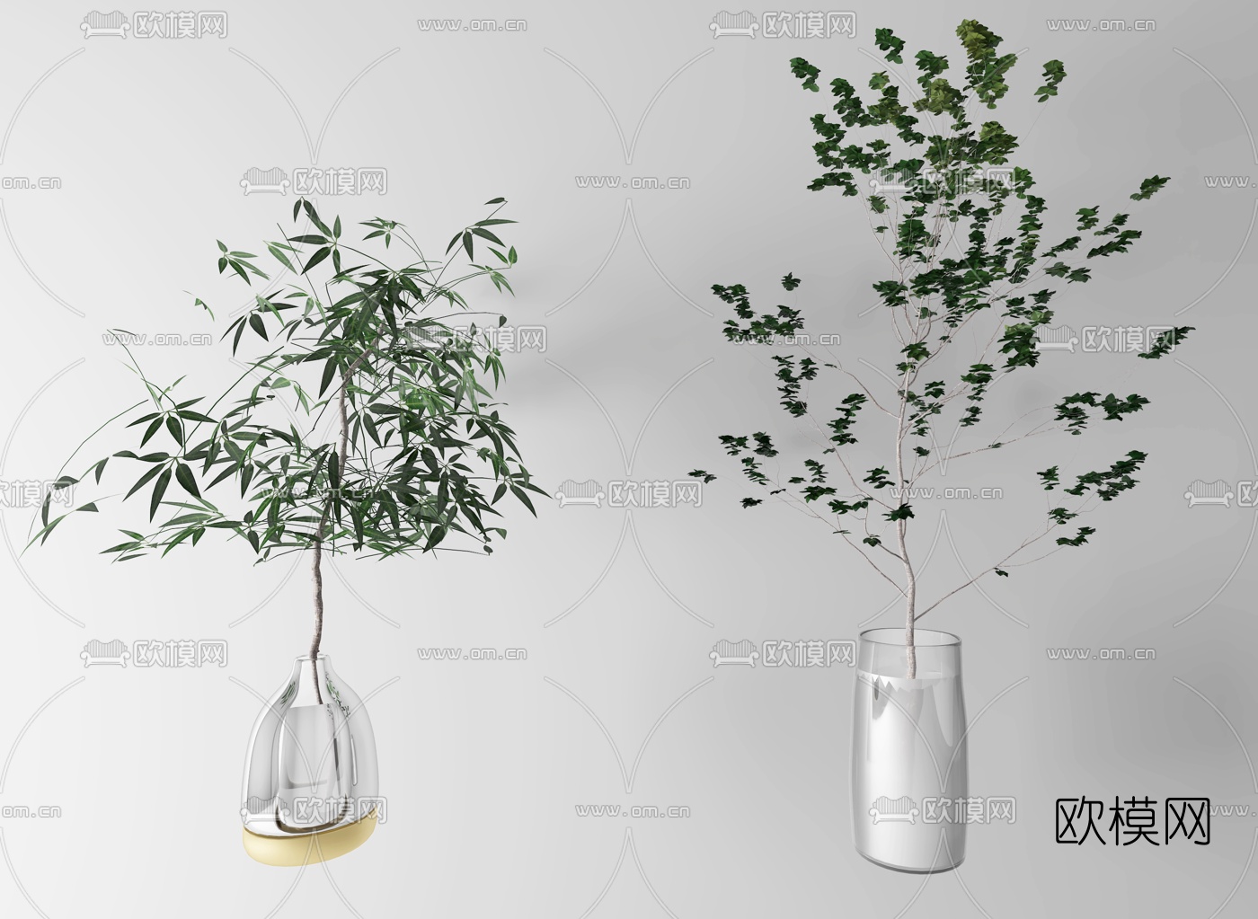 现代水培绿植花艺花瓶3d模型下载