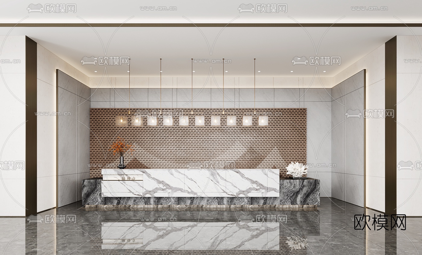现代酒店大堂前台3d模型下载_ID10001739_3dmax免费模型-欧模网