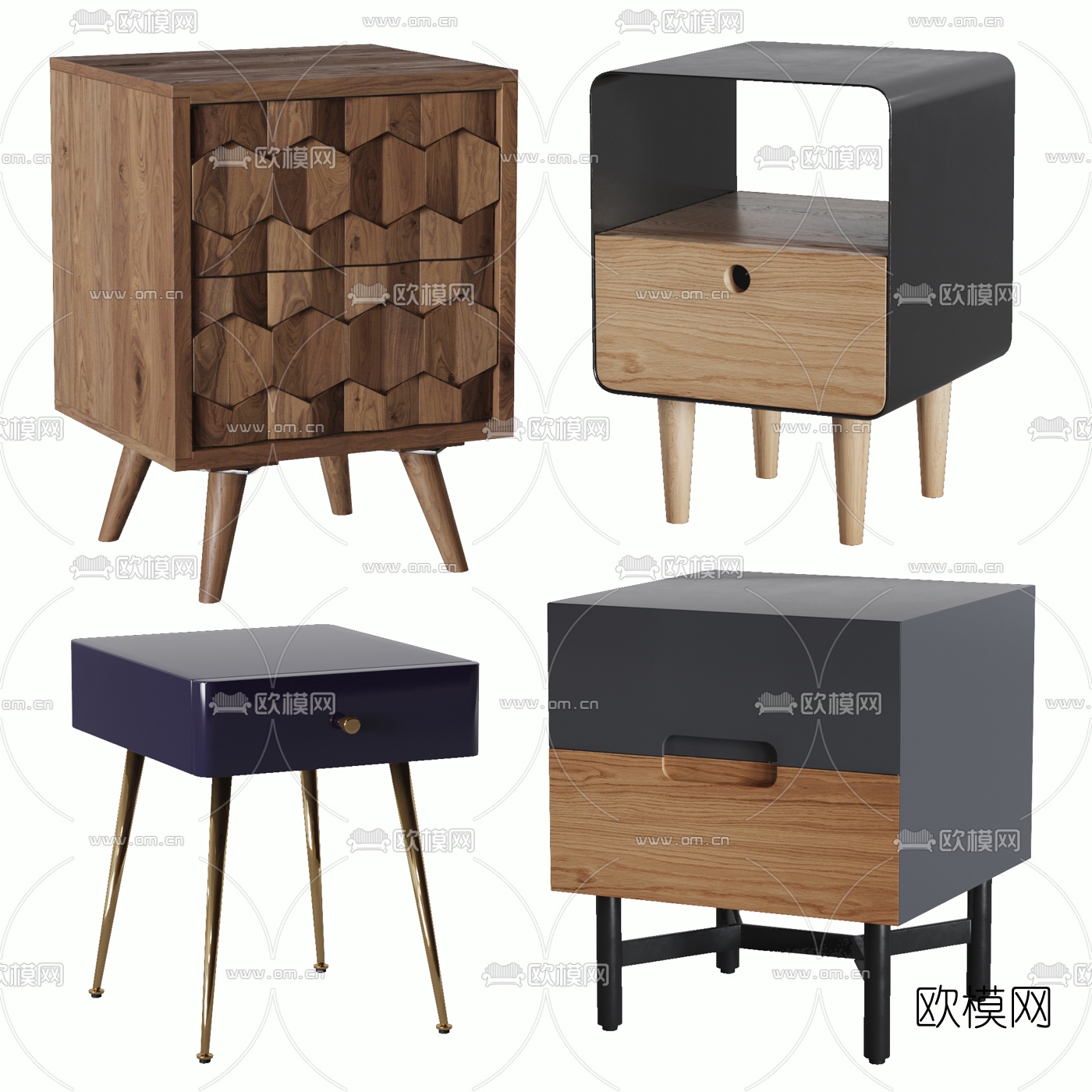 北欧方形床头柜3d模型下载