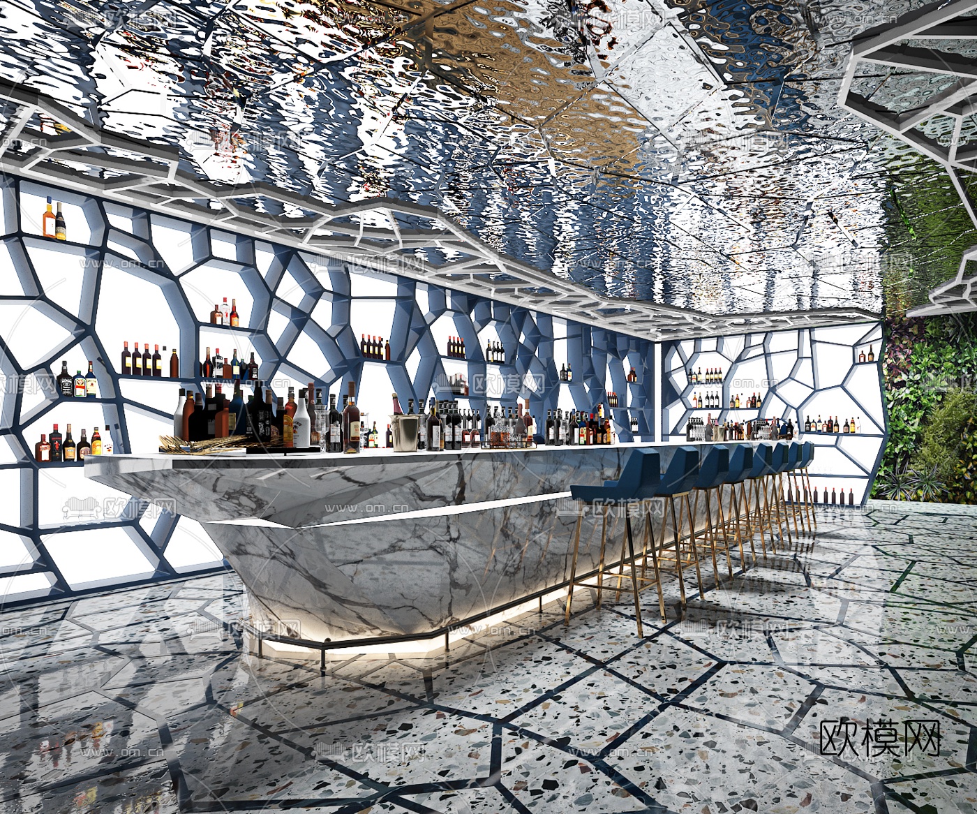 现代轻奢酒吧吧台椅3d模型