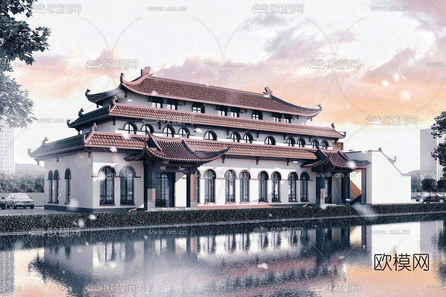 中式古建民居3d模型下载
