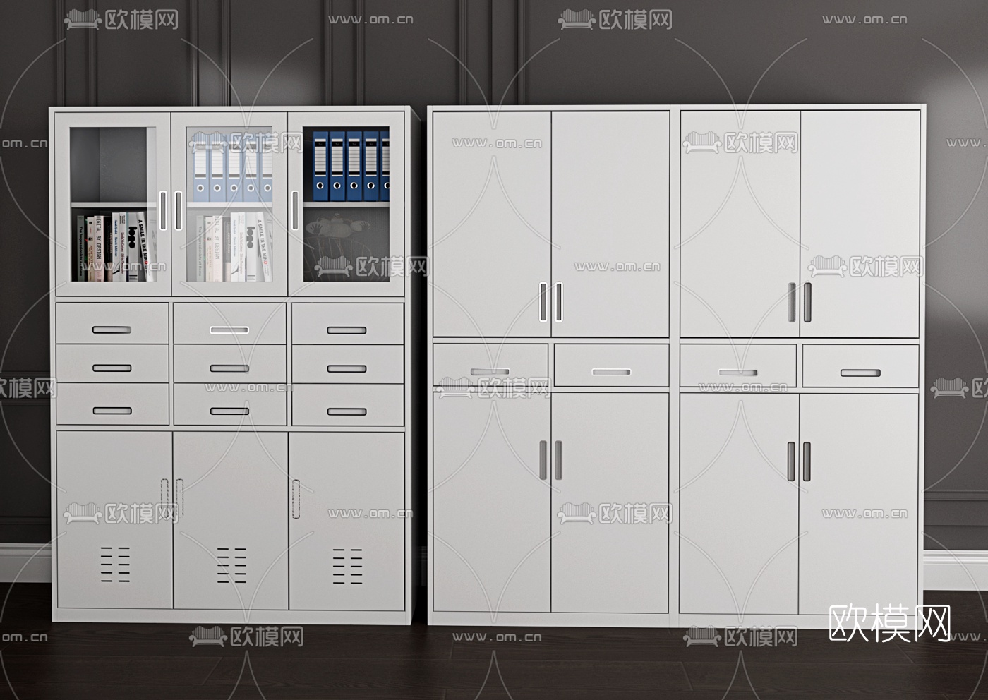 现代铁皮文件柜3d模型下载