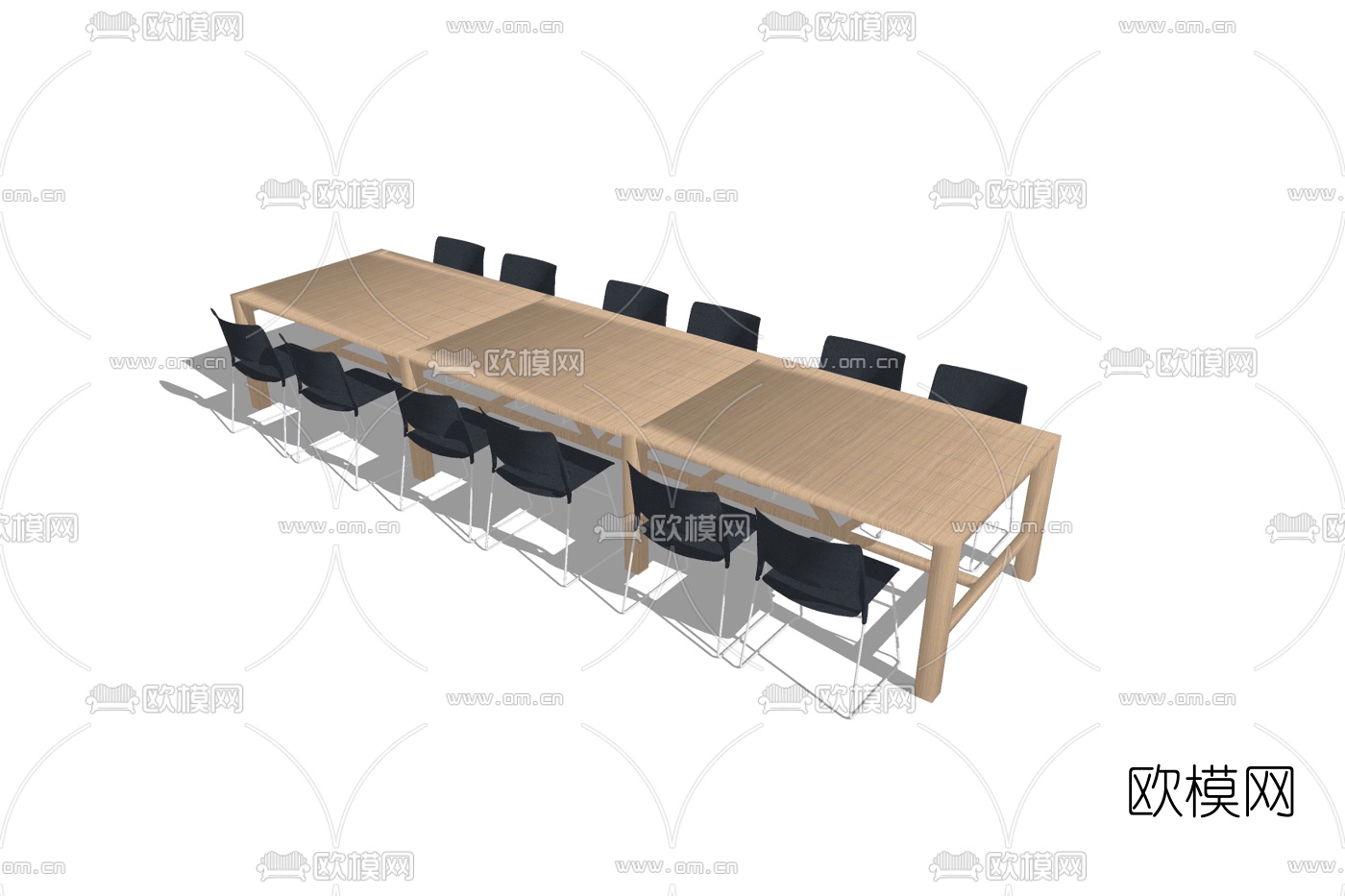现代会议桌椅免费su模型下载