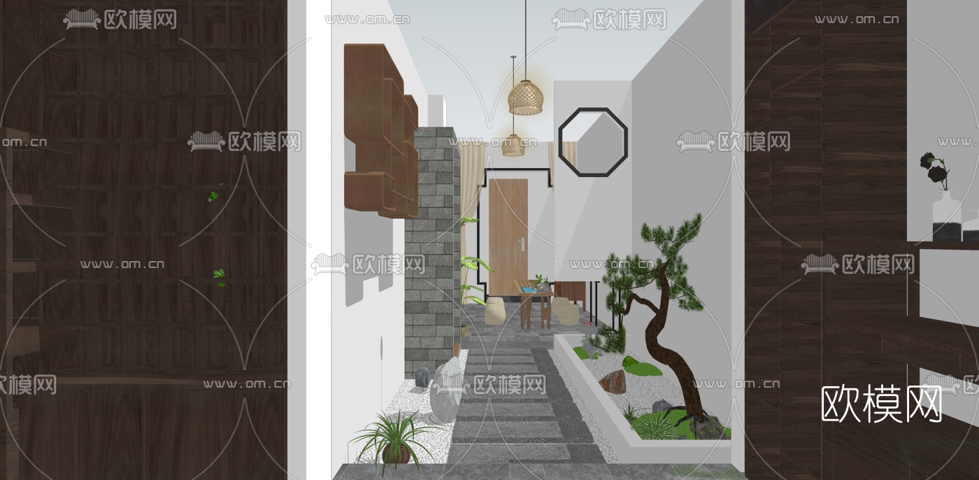 中式禅意茶馆su模型下载（渲染图6）