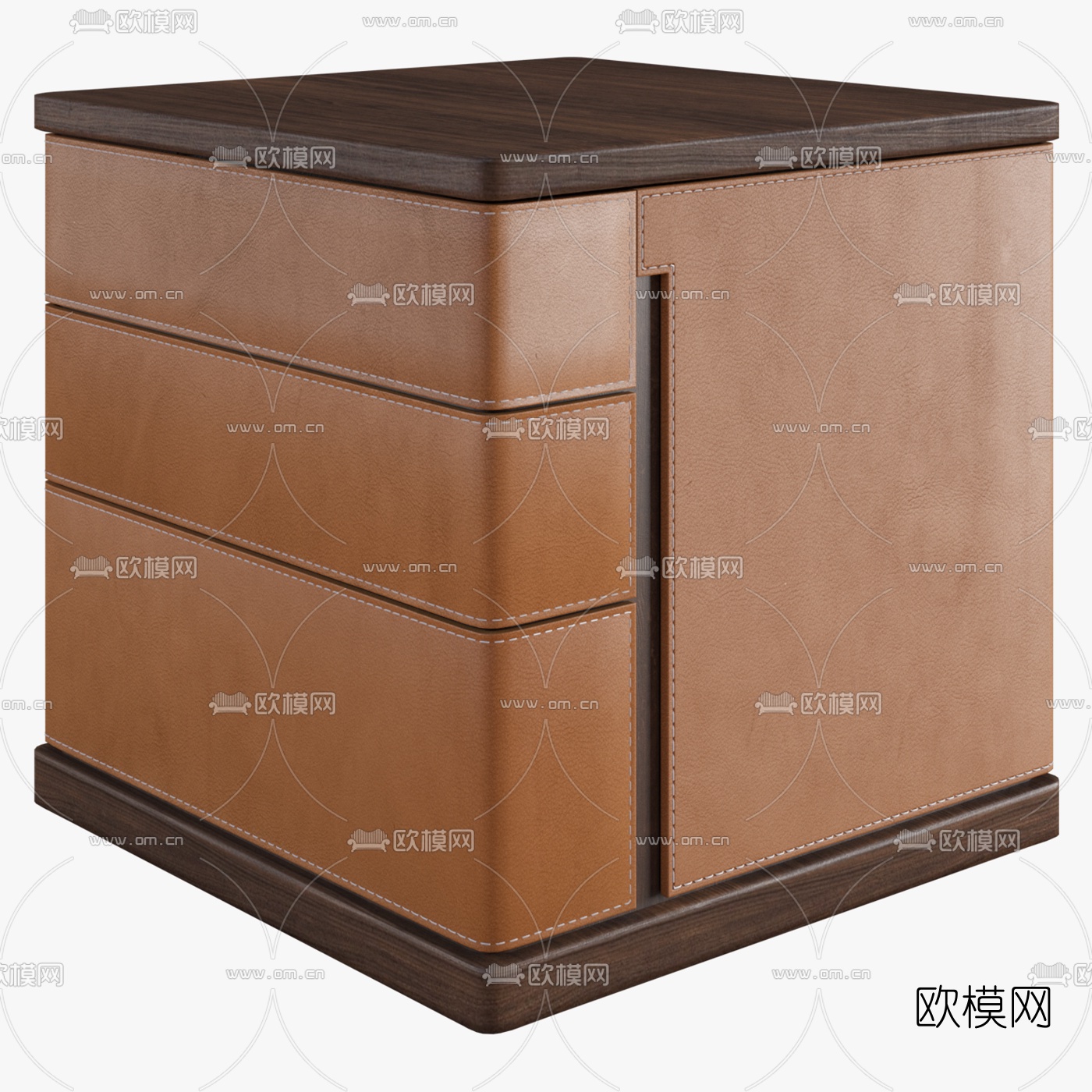 现代皮革床头柜3d模型