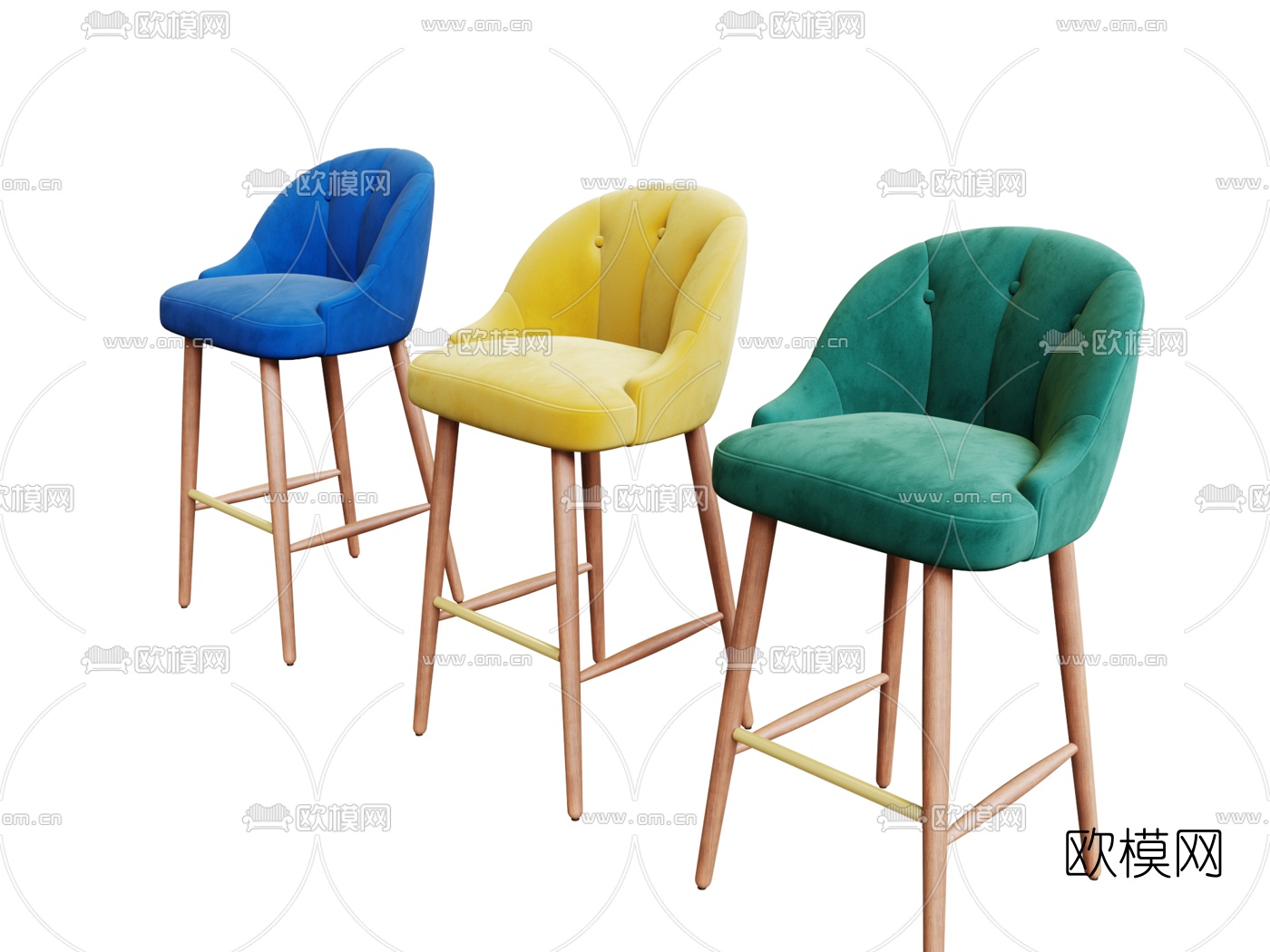 北欧布艺吧台椅3d模型下载