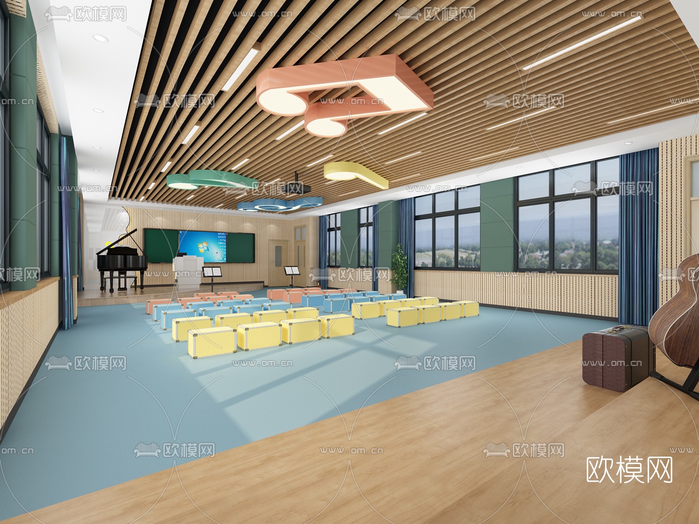 现代学校音乐教室3d模型下载_ID10012399_3dmax免费模型-欧模网