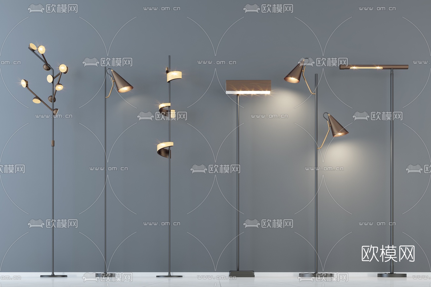 现代时尚落地灯灯具组合3d模型下载