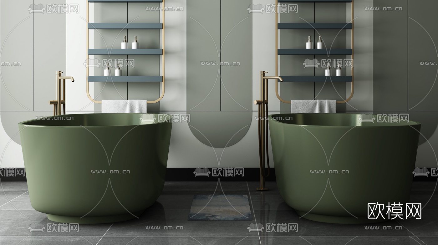 现代浴室浴缸3d模型下载（渲染图2）