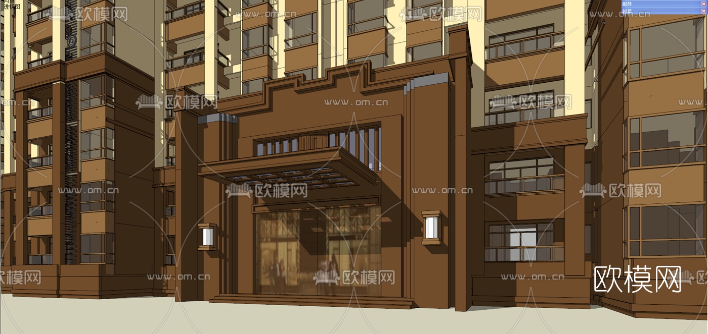 新古典超高层公寓楼su模型下载（渲染图5）