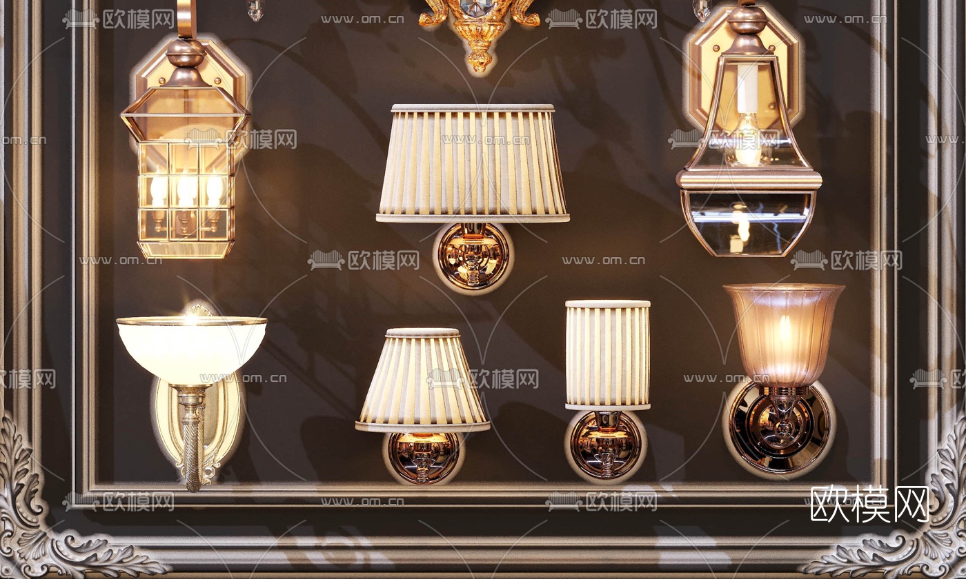 欧式古典轻奢壁灯3d模型下载（渲染图7）
