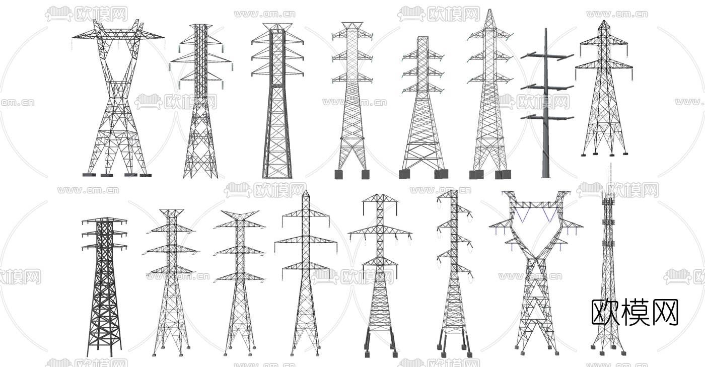 现代高压电塔su模型下载