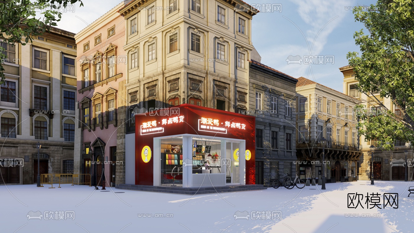 现代麻辣鸭脖门店su模型