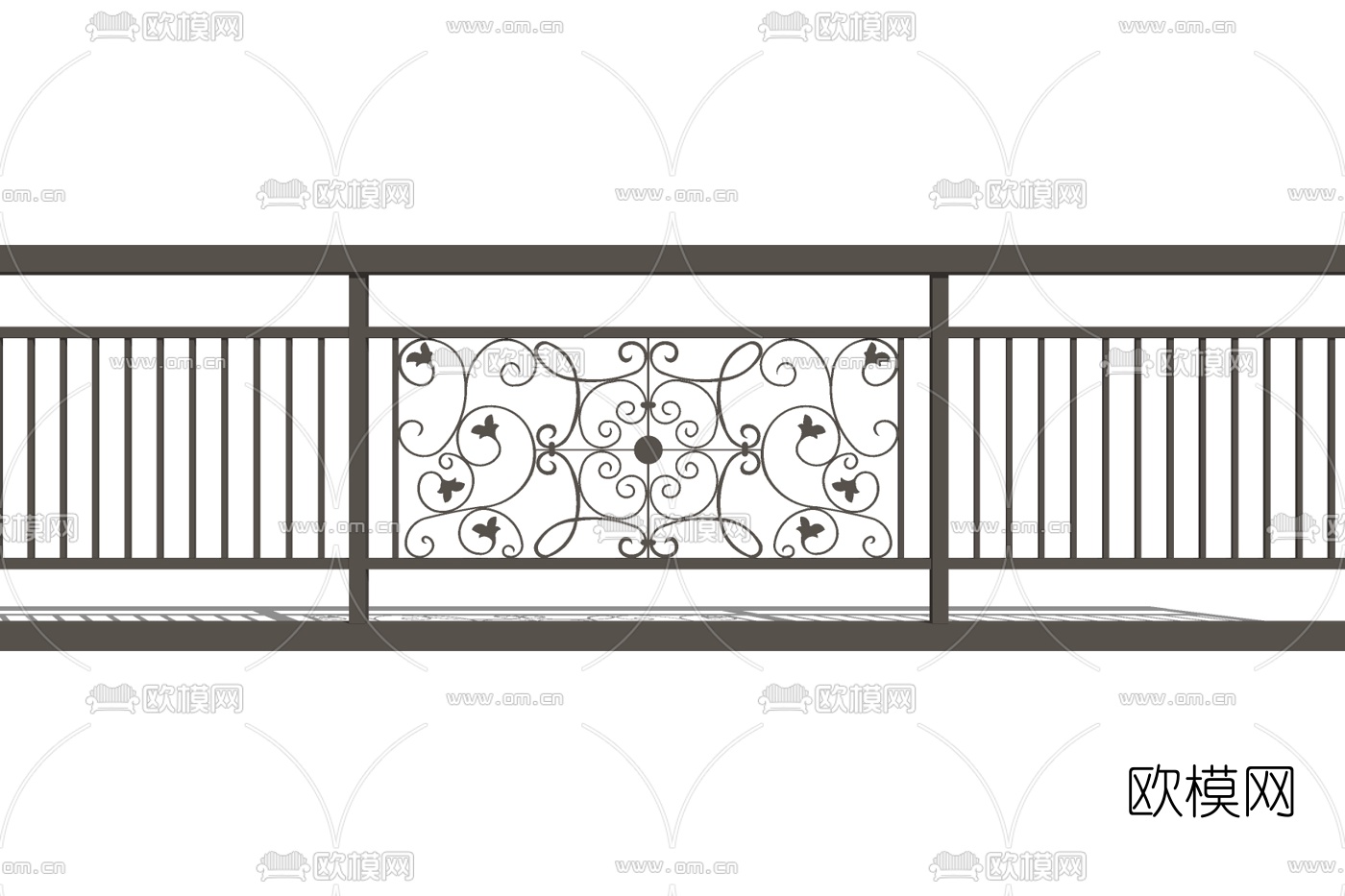 欧式铁艺护栏su模型下载