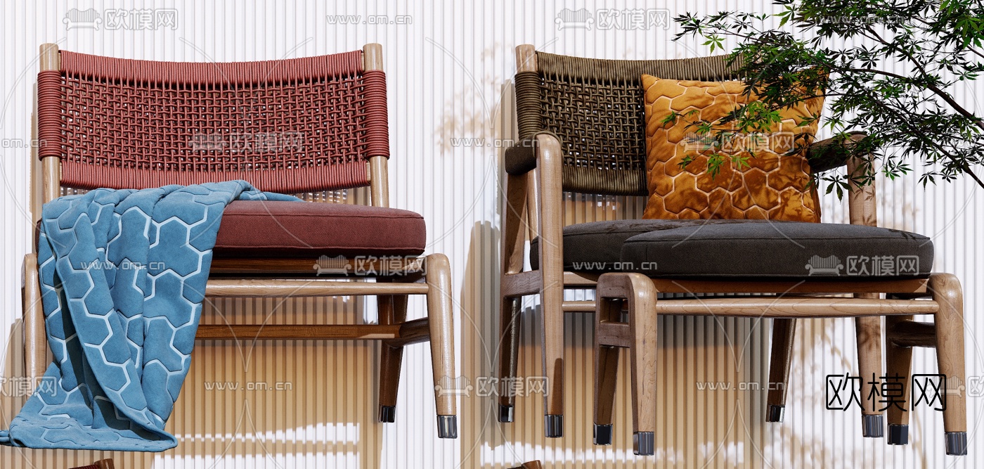 北欧编织户外休闲椅3d模型下载（渲染图9）