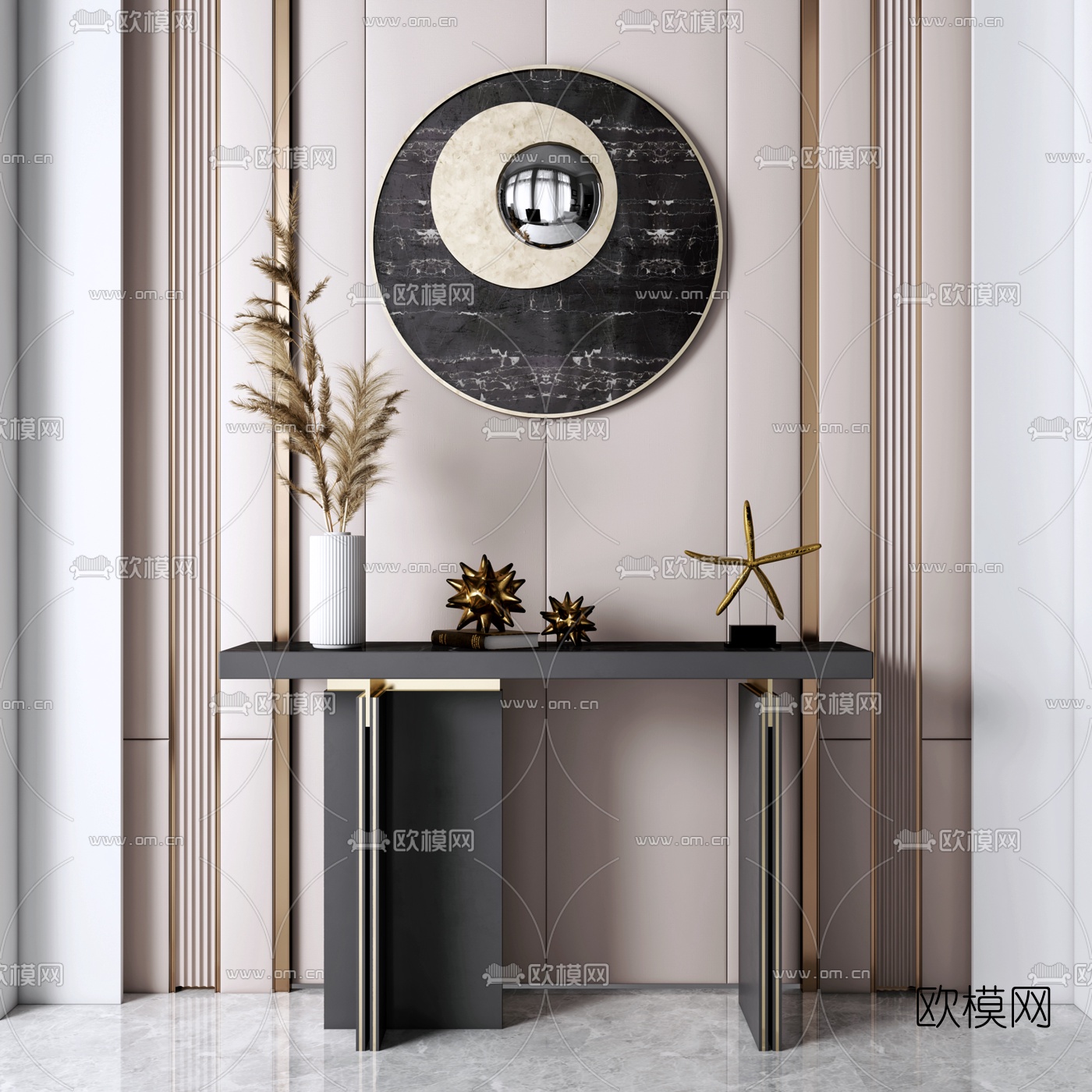 现代时尚端景条案3d模型下载