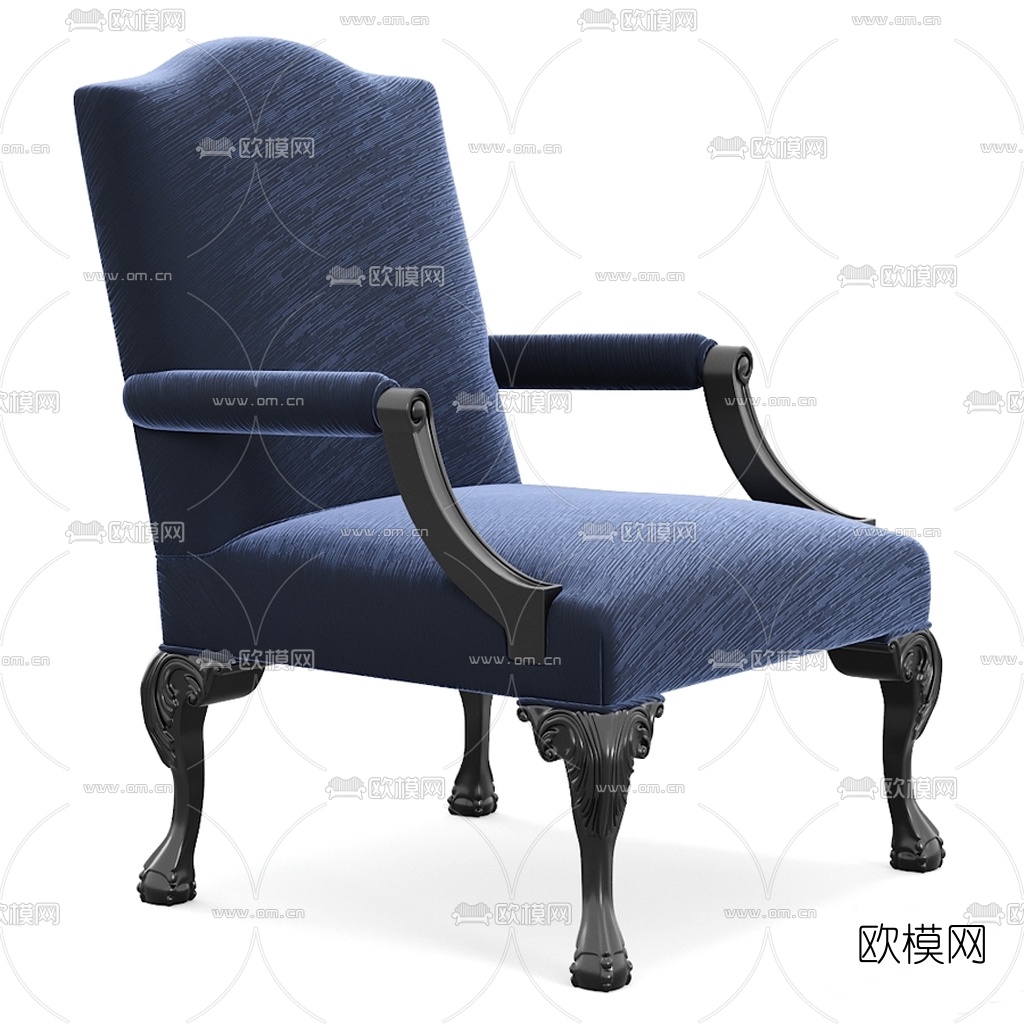 欧式布艺单人沙发3d模型