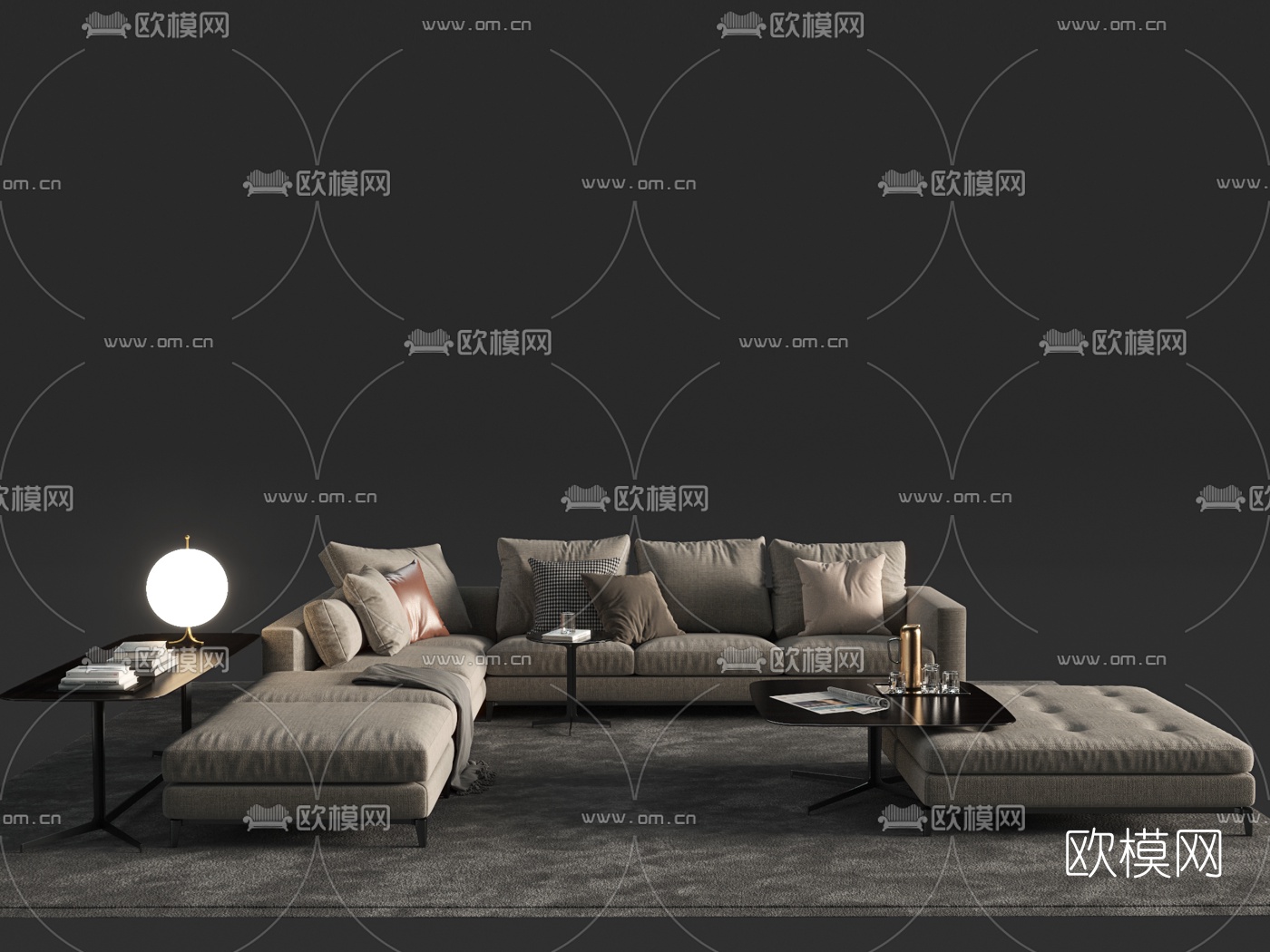 现代沙发茶几组合3d模型