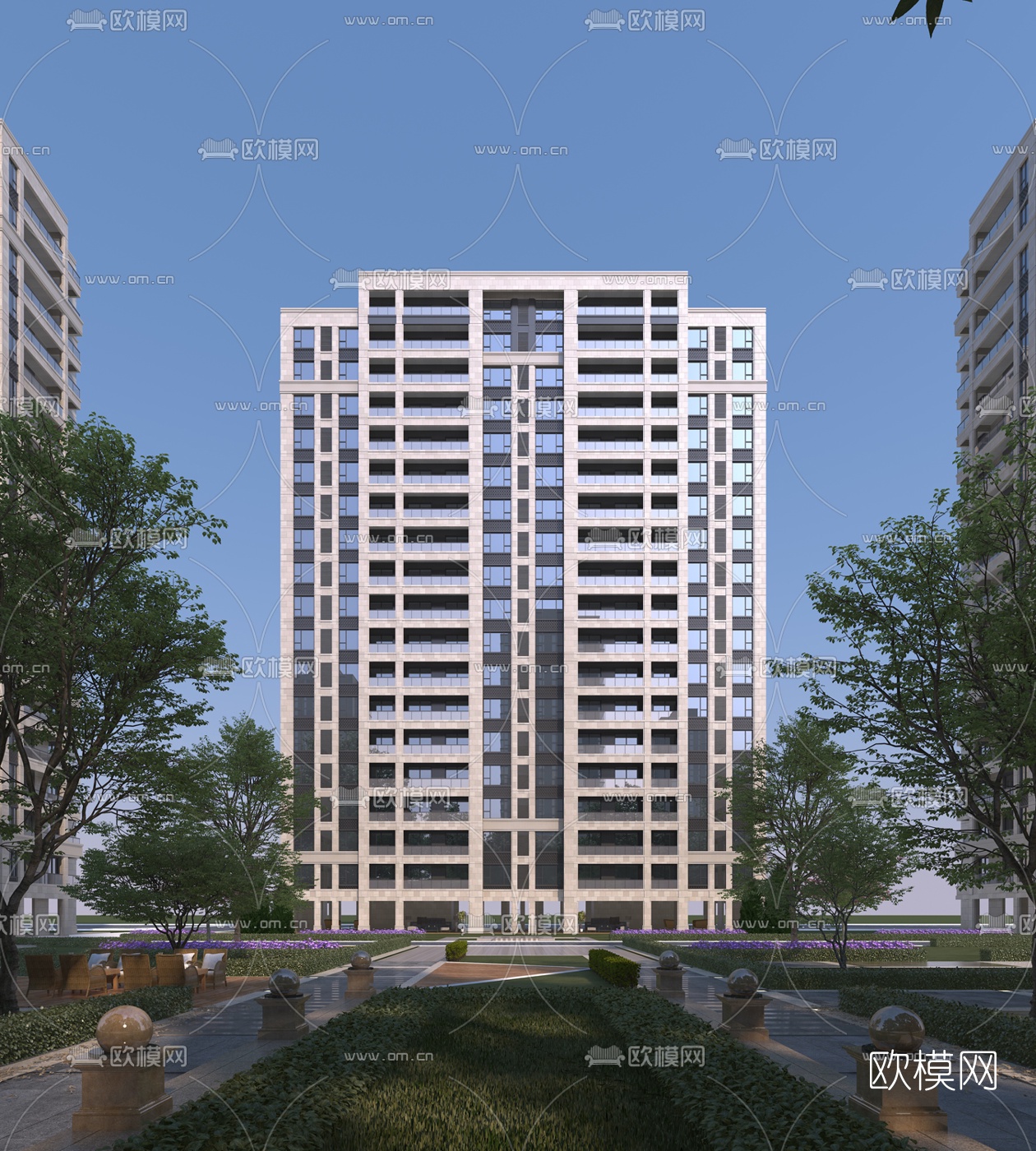 现代高层住宅3d模型