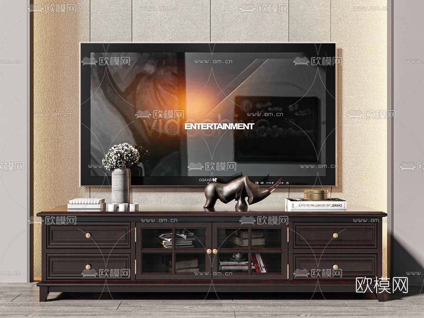 欧式电视柜su模型下载（渲染图1）