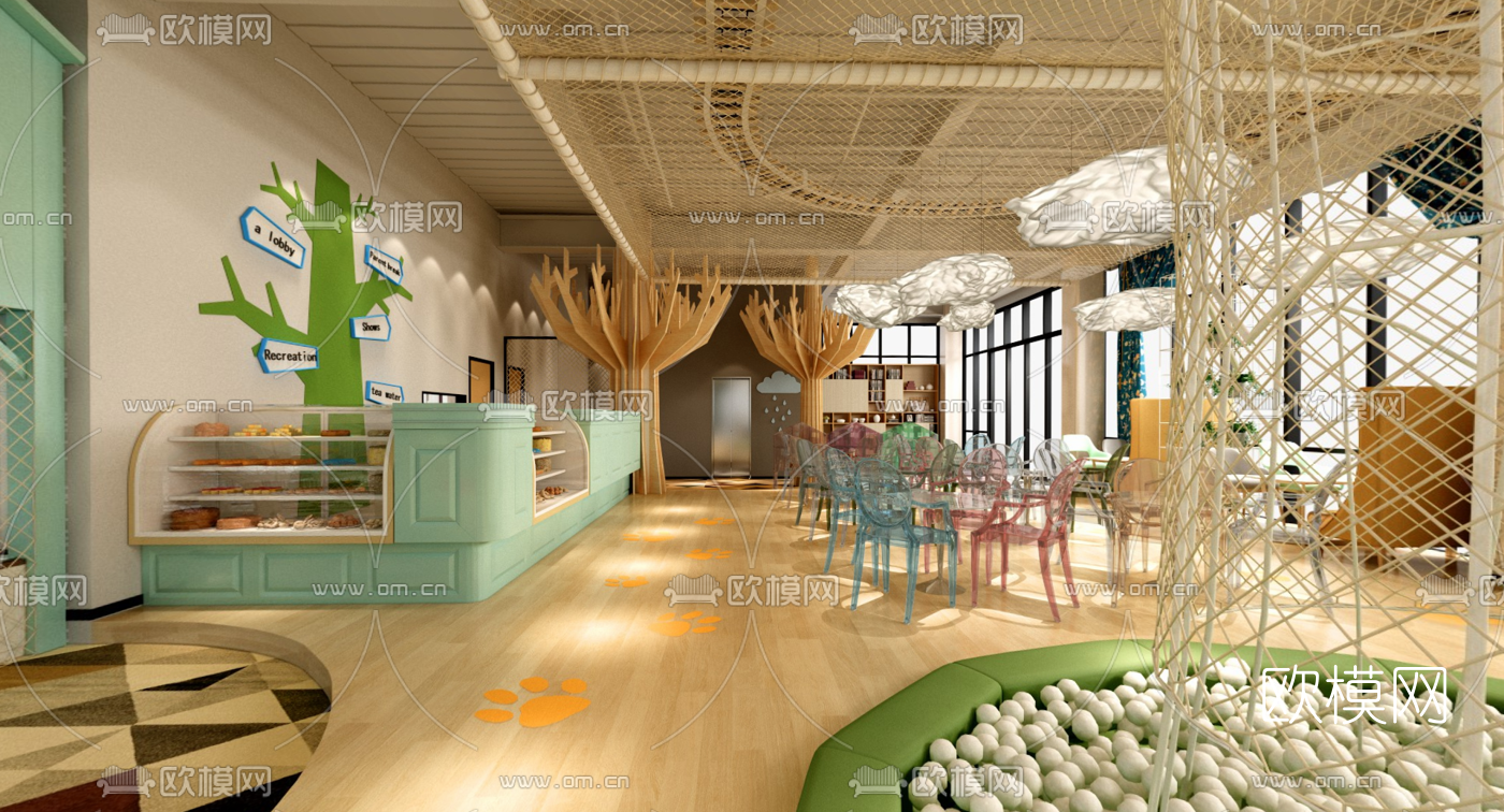 北欧亲子餐厅vr全景3d模型