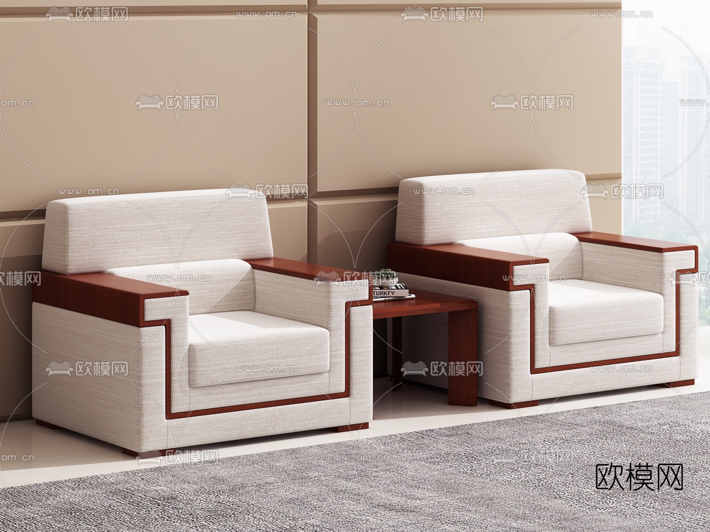 现代贵宾接待专用沙发3d模型下载（渲染图2）