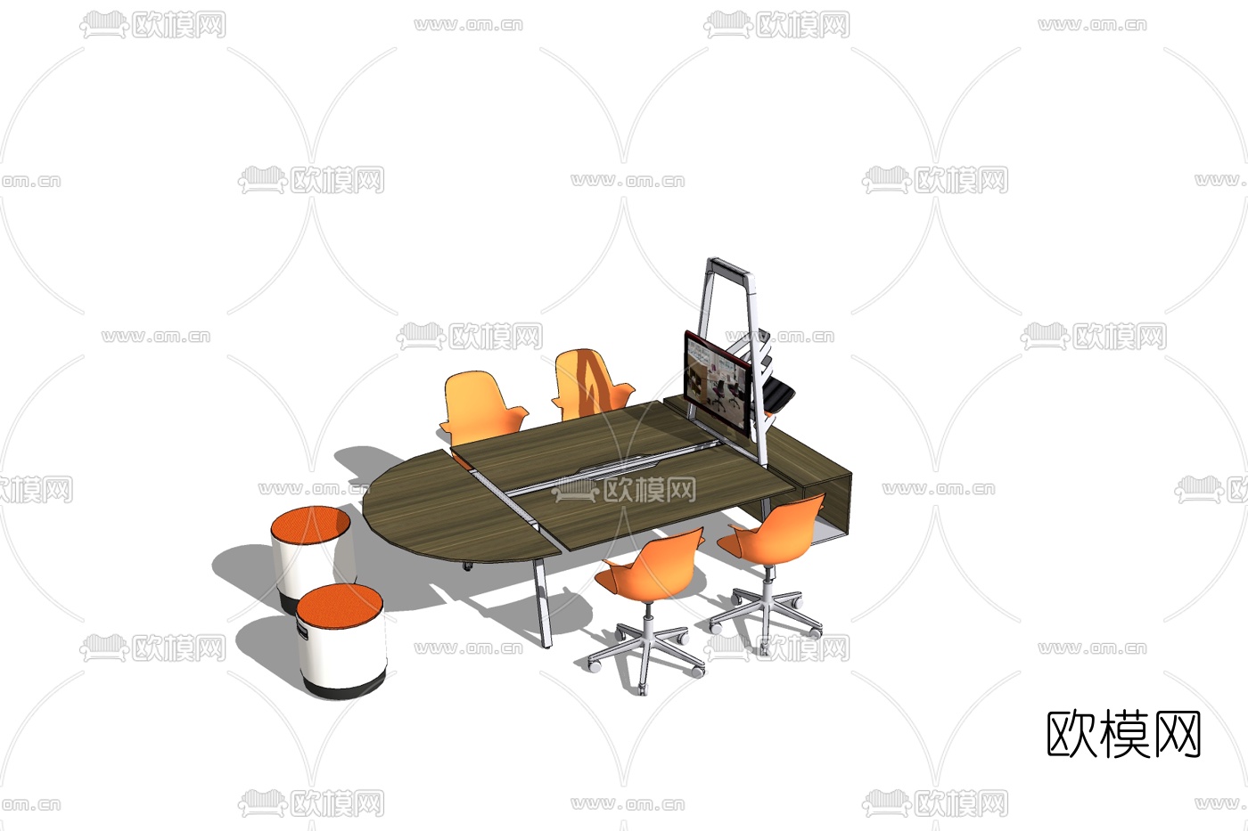 现代会议桌椅免费su模型下载