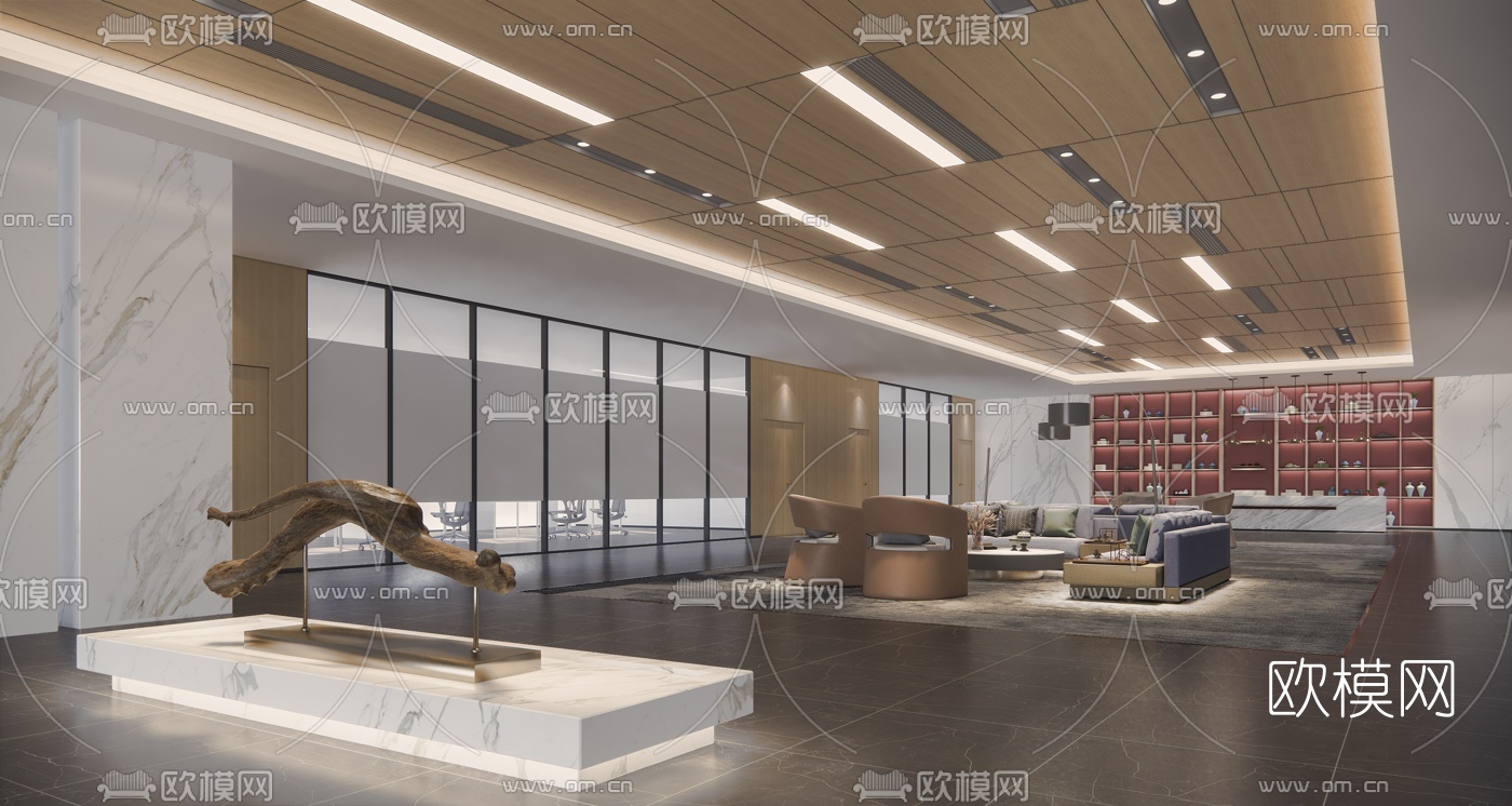 现代办公休息区su模型