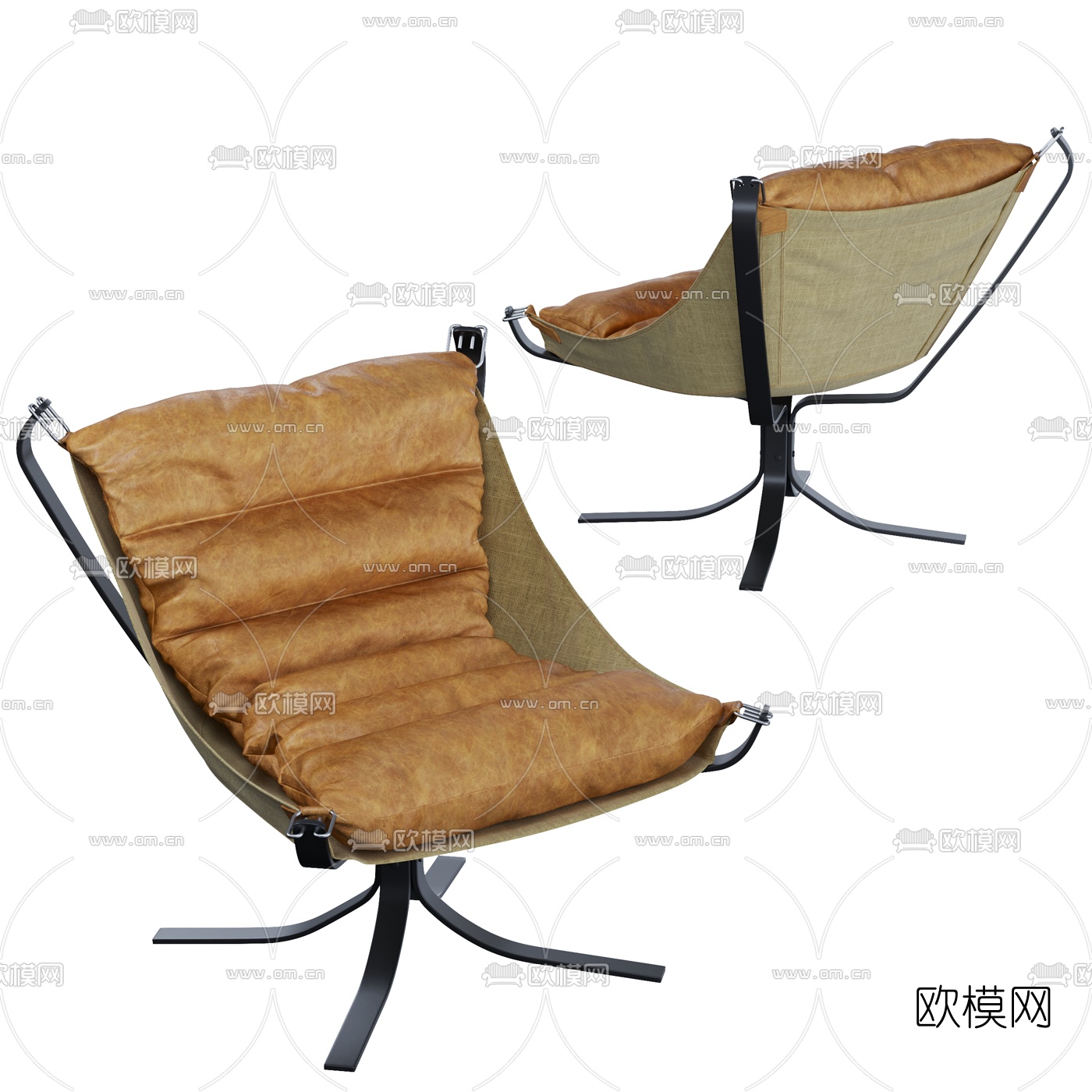 工业风皮革休闲椅3d模型下载