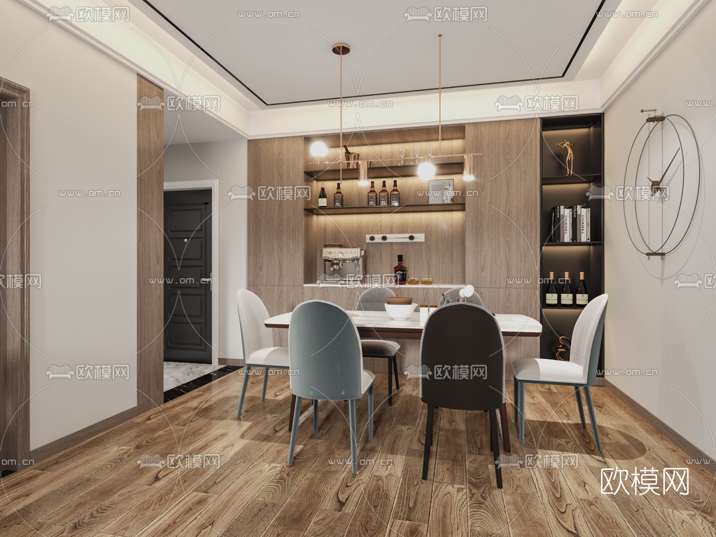 现代客厅餐厅免费3d模型