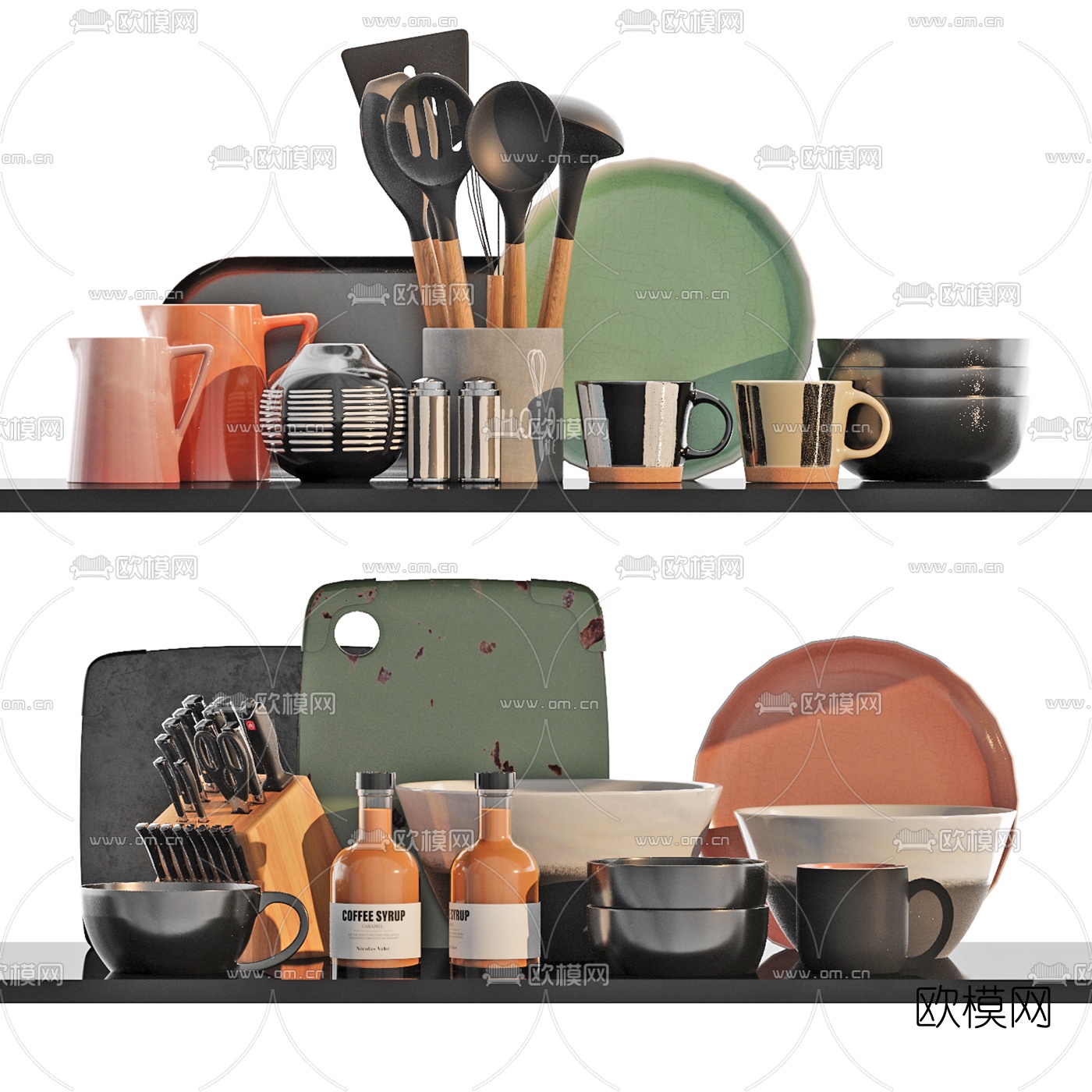北欧厨房器皿摆设3d模型下载