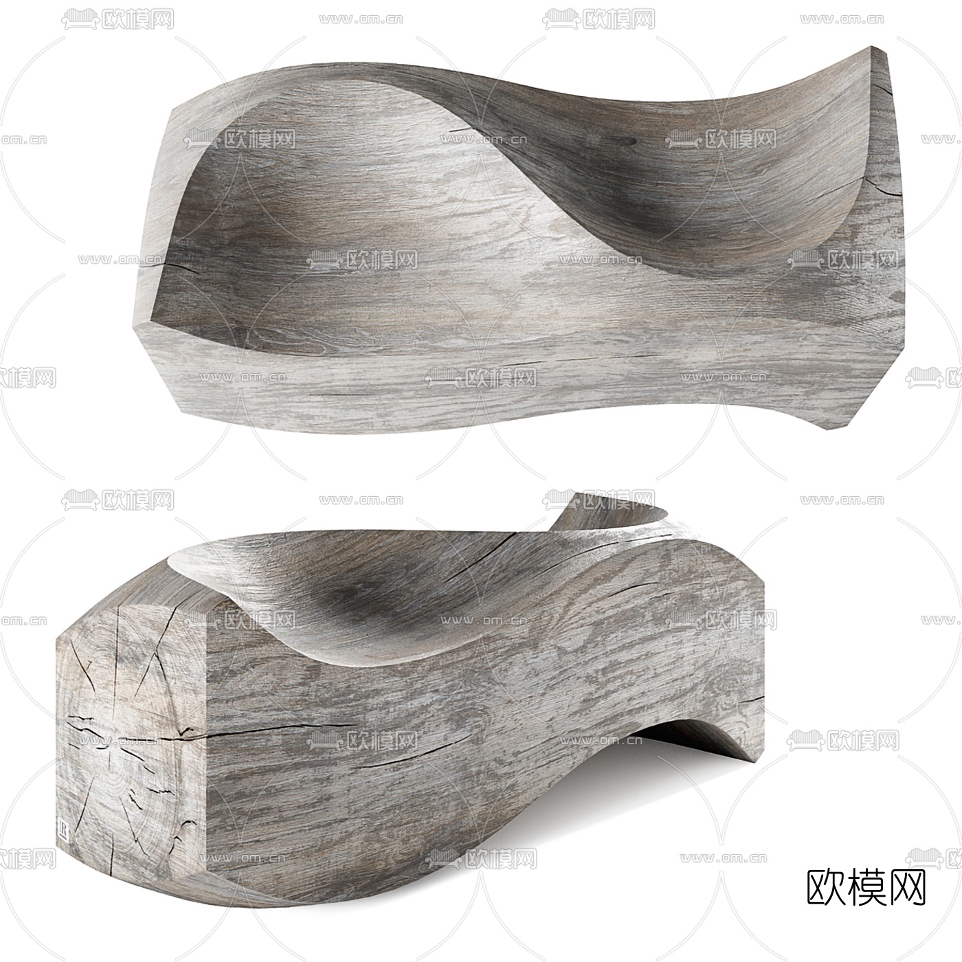 现代木质异形沙发3d模型