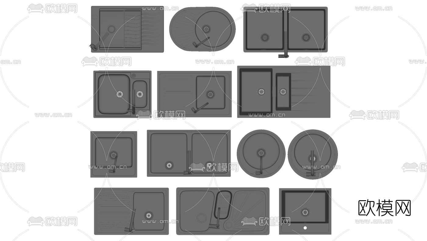 现代不锈钢水槽su模型下载（渲染图2）