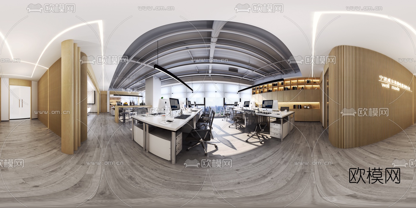 现代敞开式办公室vr全景3d模型-免费3dmax模型库-欧模网