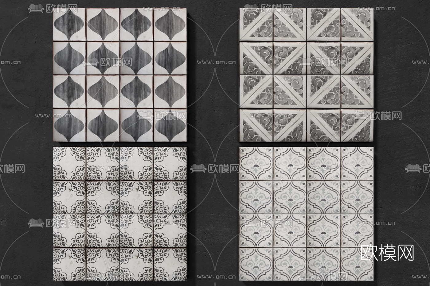 北欧厨卫拼花瓷砖3d模型下载