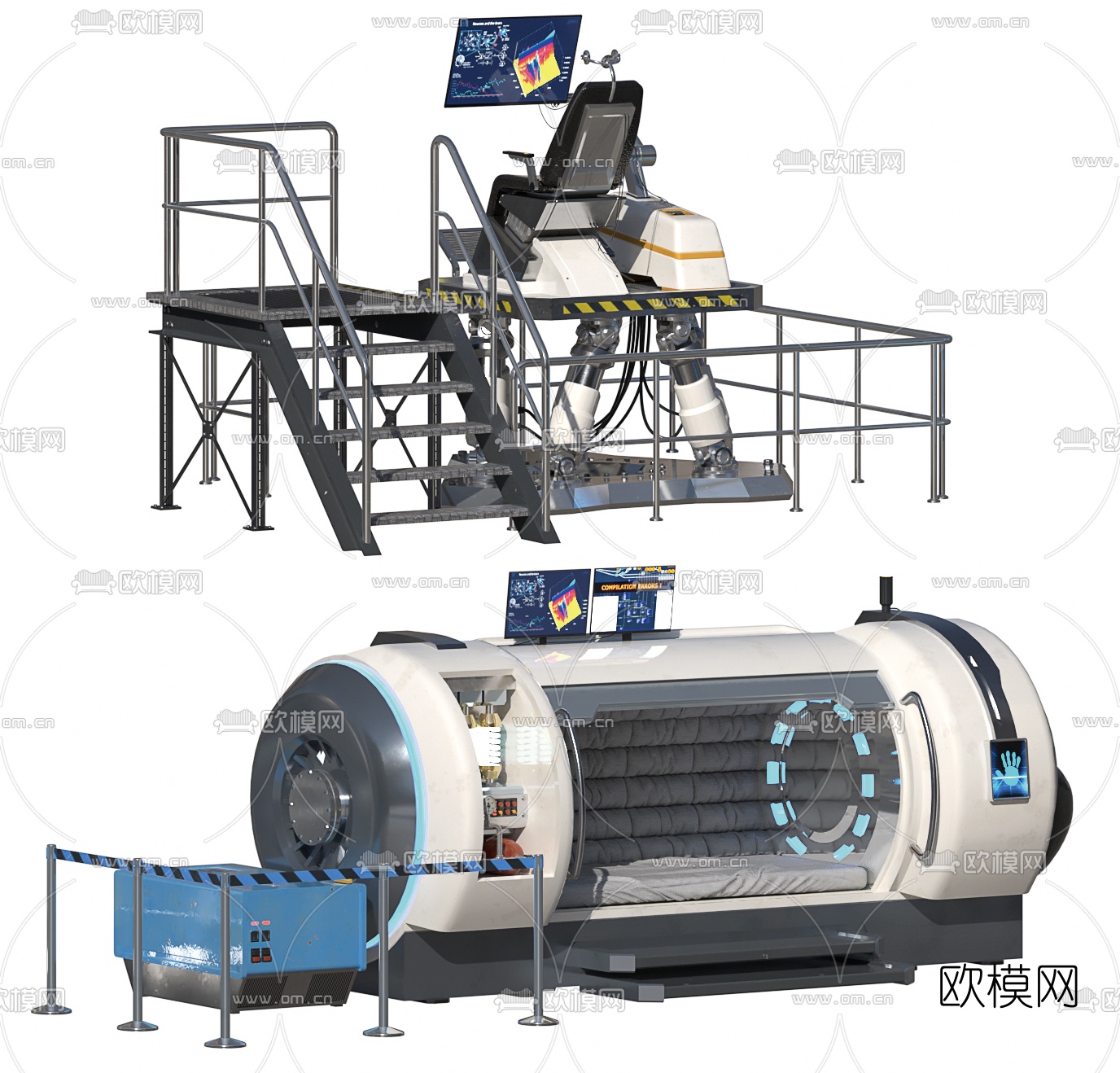 现代核磁共振氧气瓶医疗器材3d模型