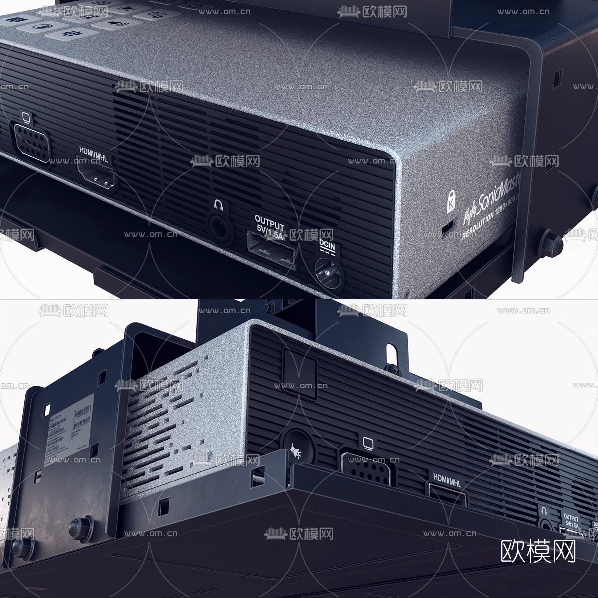 现代不锈钢投影仪3d模型下载（渲染图4）