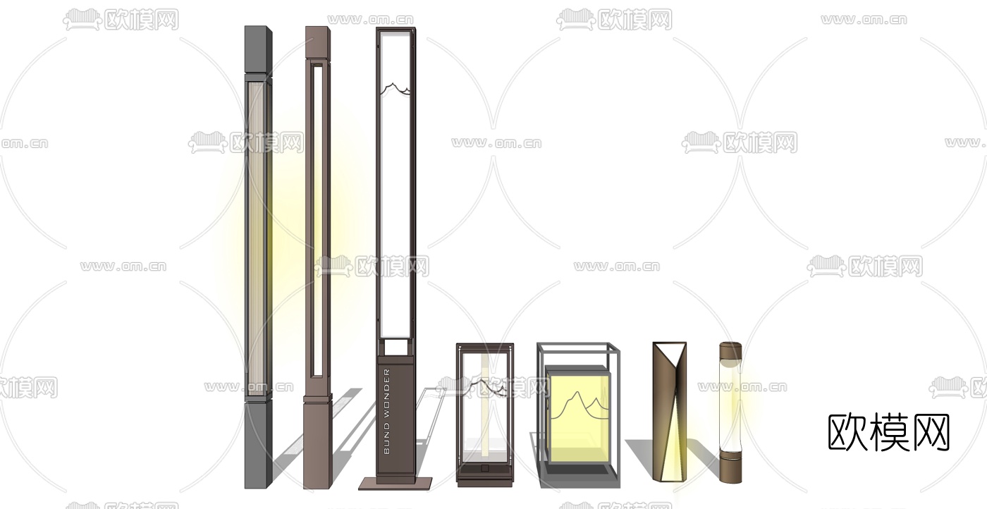 现代户外景观灯su模型下载（渲染图2）
