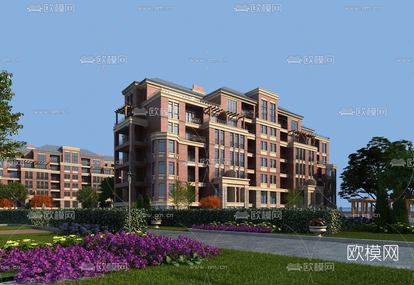 欧式住宅楼建筑外观3d模型下载