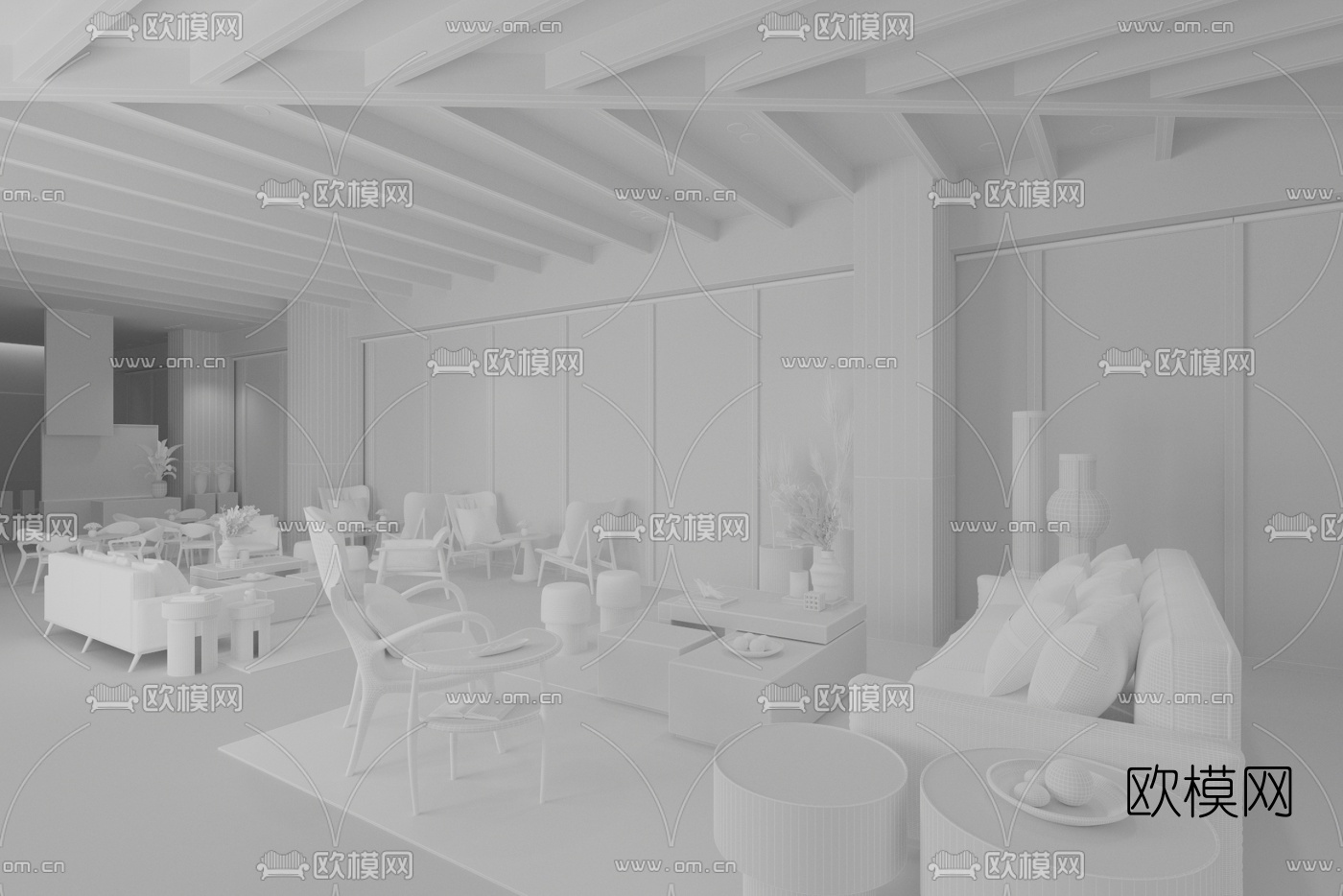 吴舍设计 胶南春风南岸售楼处3d模型下载（渲染图2）