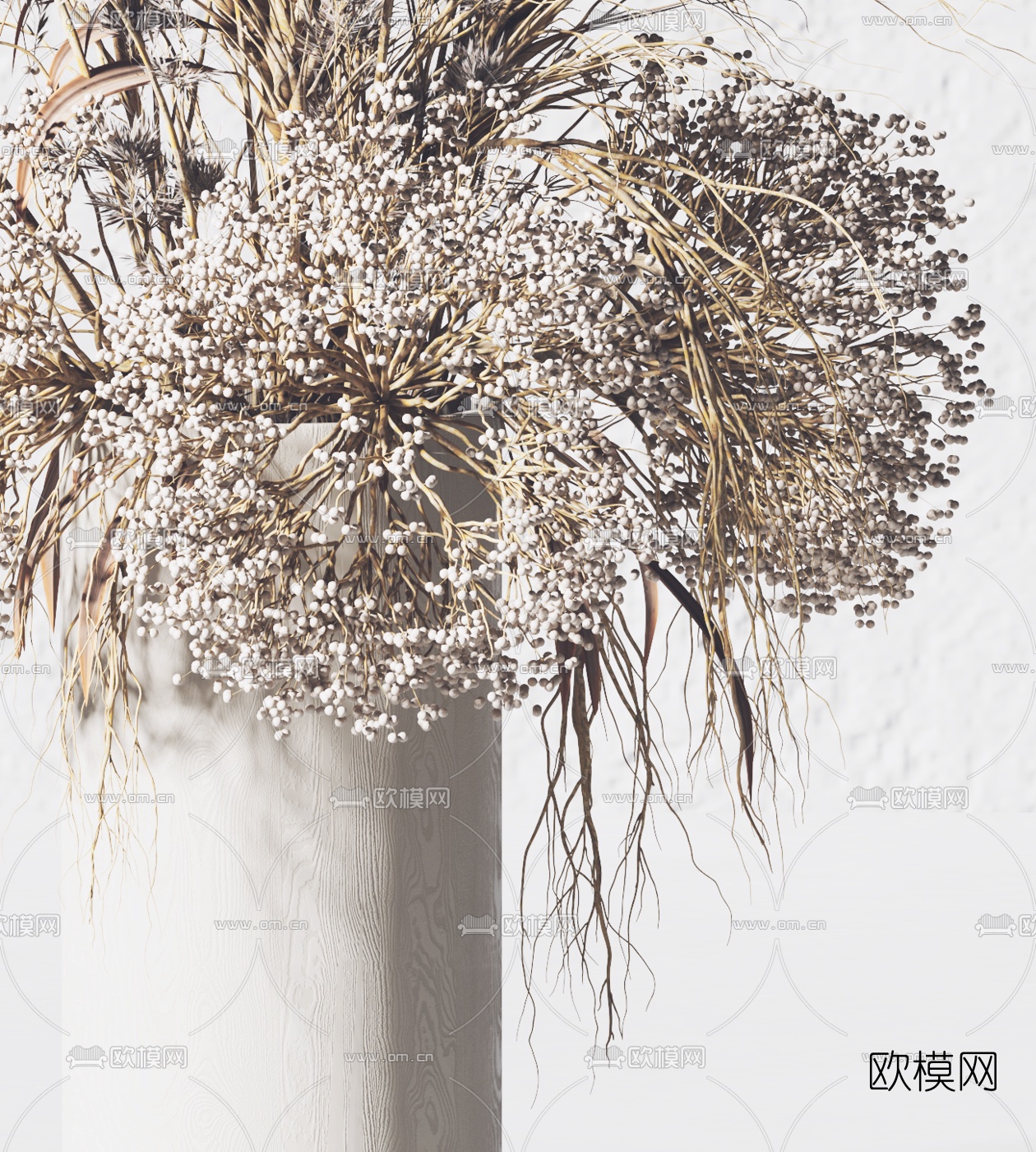 北欧麦穗干花插花3d模型下载（渲染图2）