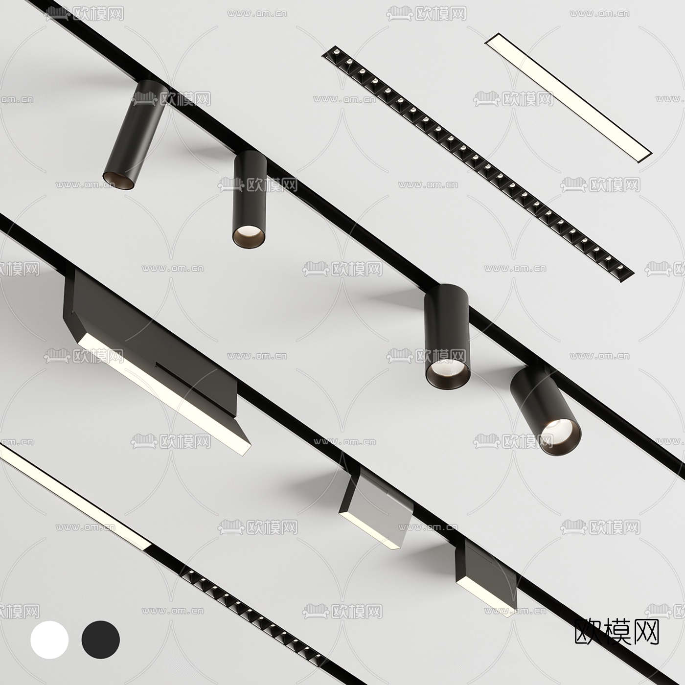现代射灯轨道灯3d模型