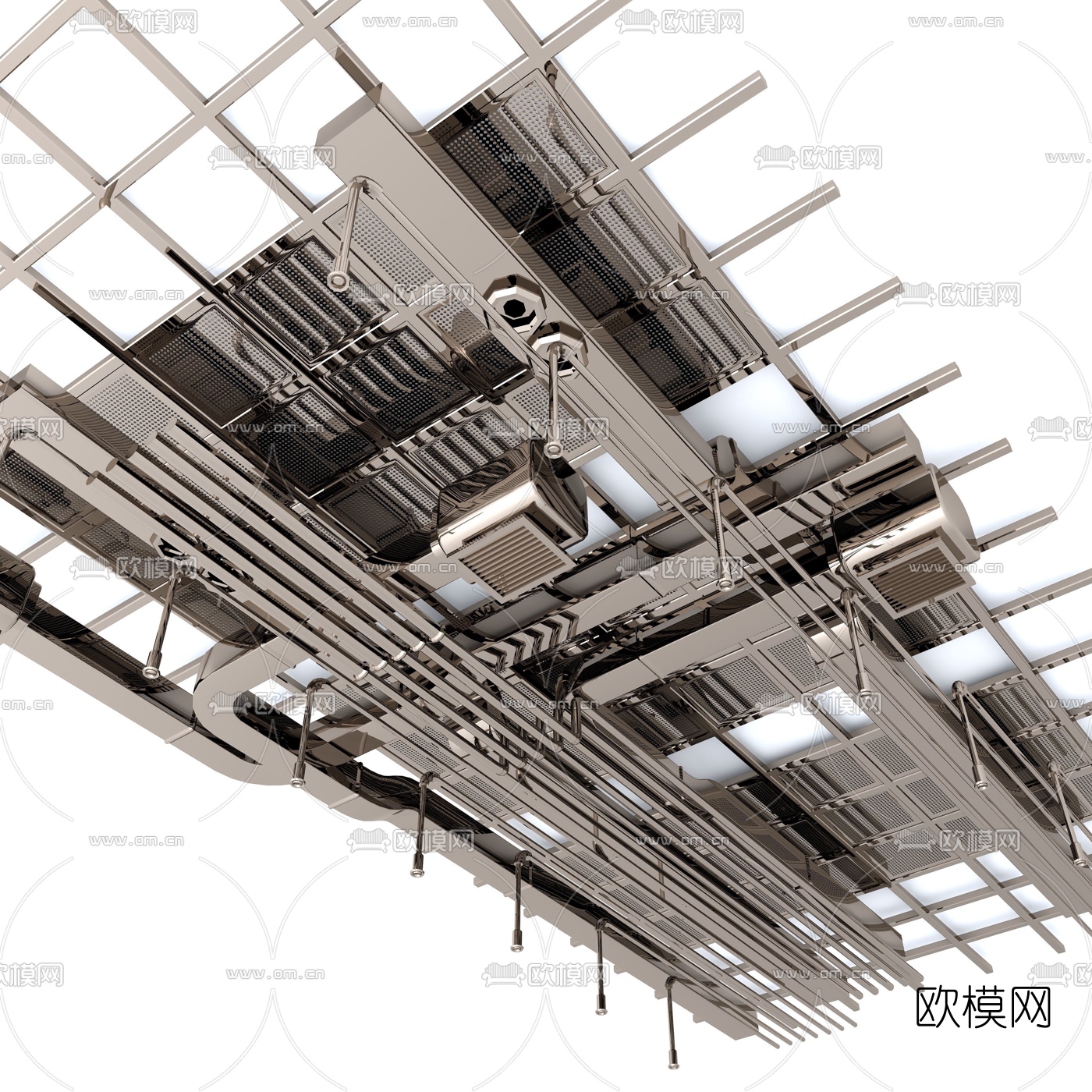 工业风天花吊顶管道3d模型