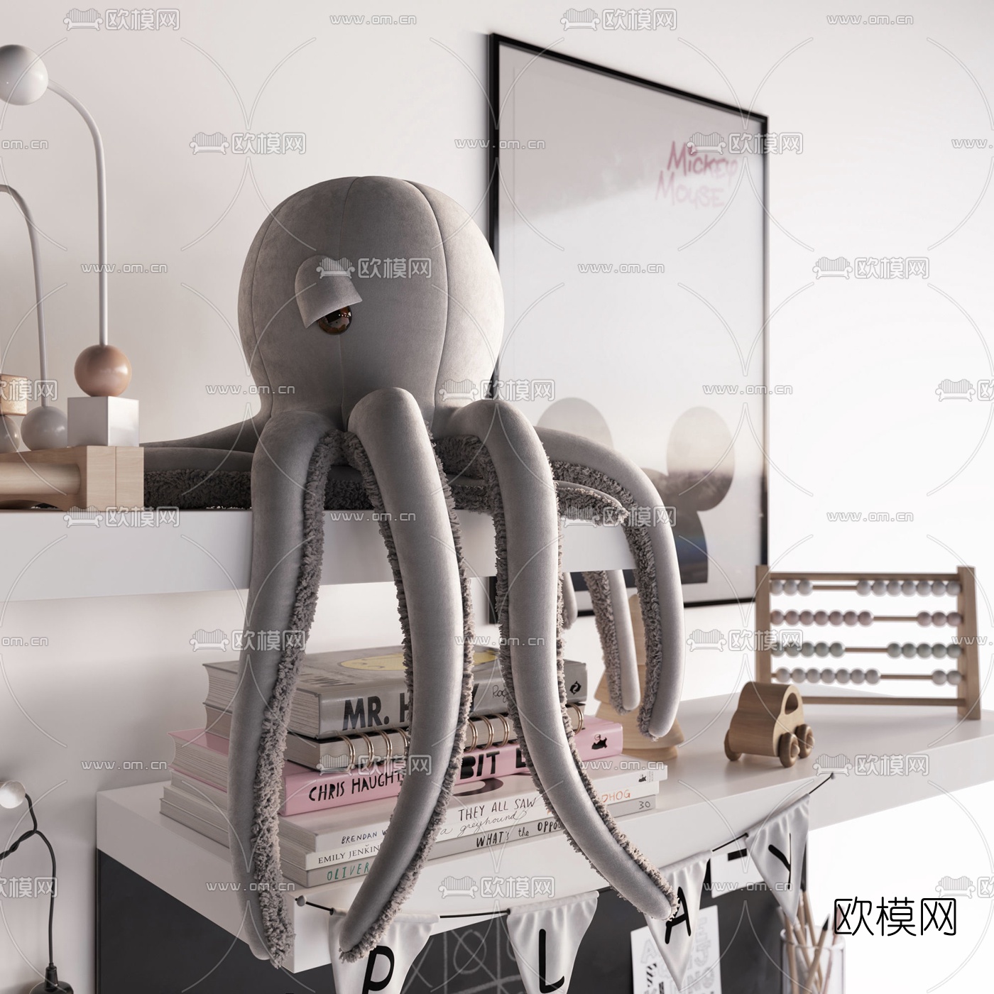 北欧儿童书桌椅3d模型