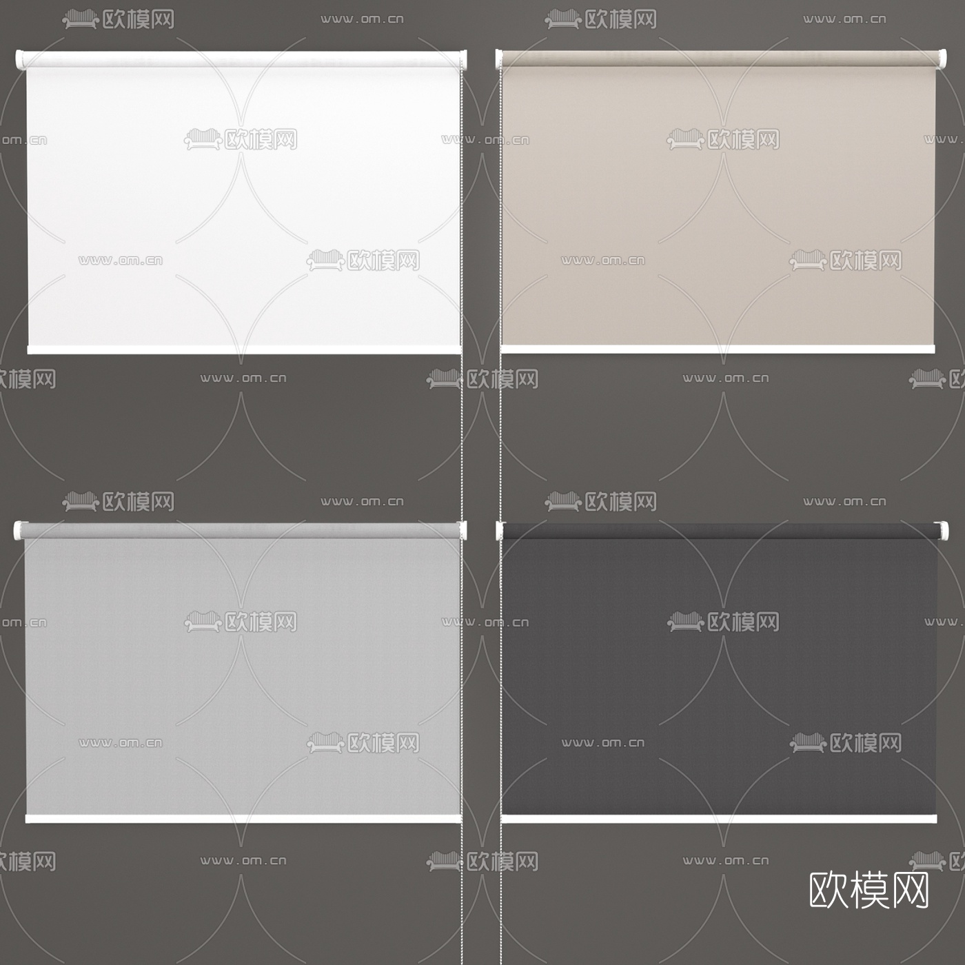 现代布艺卷帘窗帘3d模型