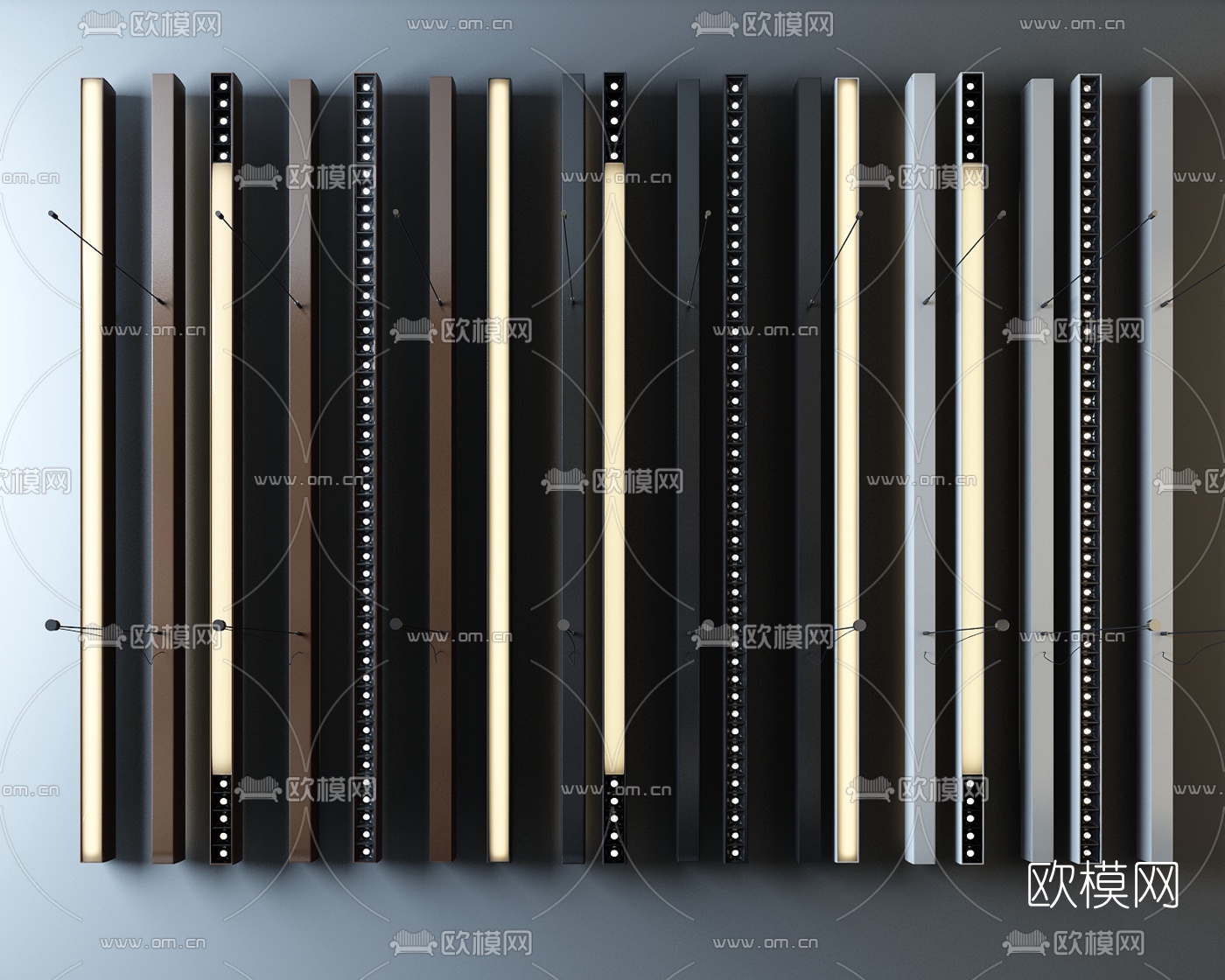 现代办公条形吊灯射灯3d模型