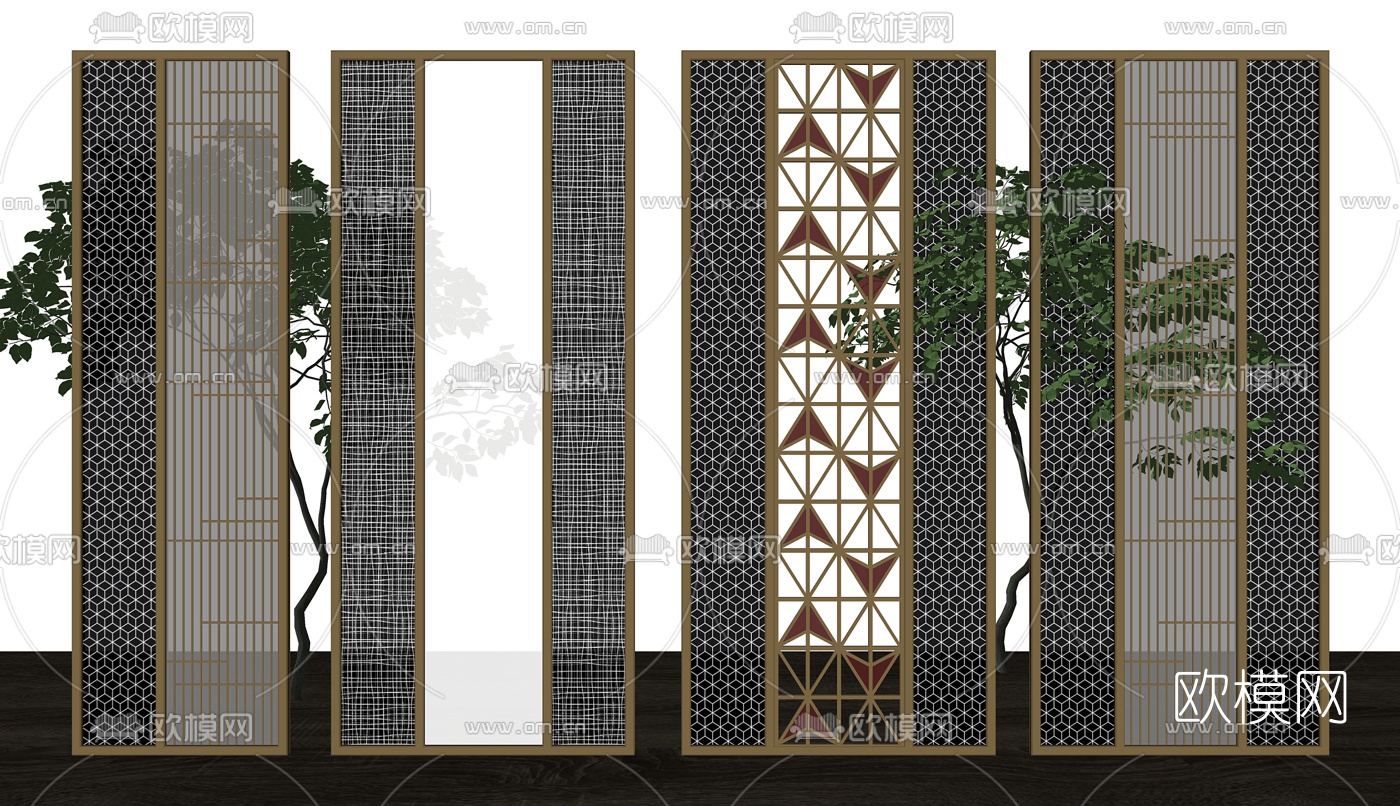 现代屏风隔断su模型下载（渲染图2）